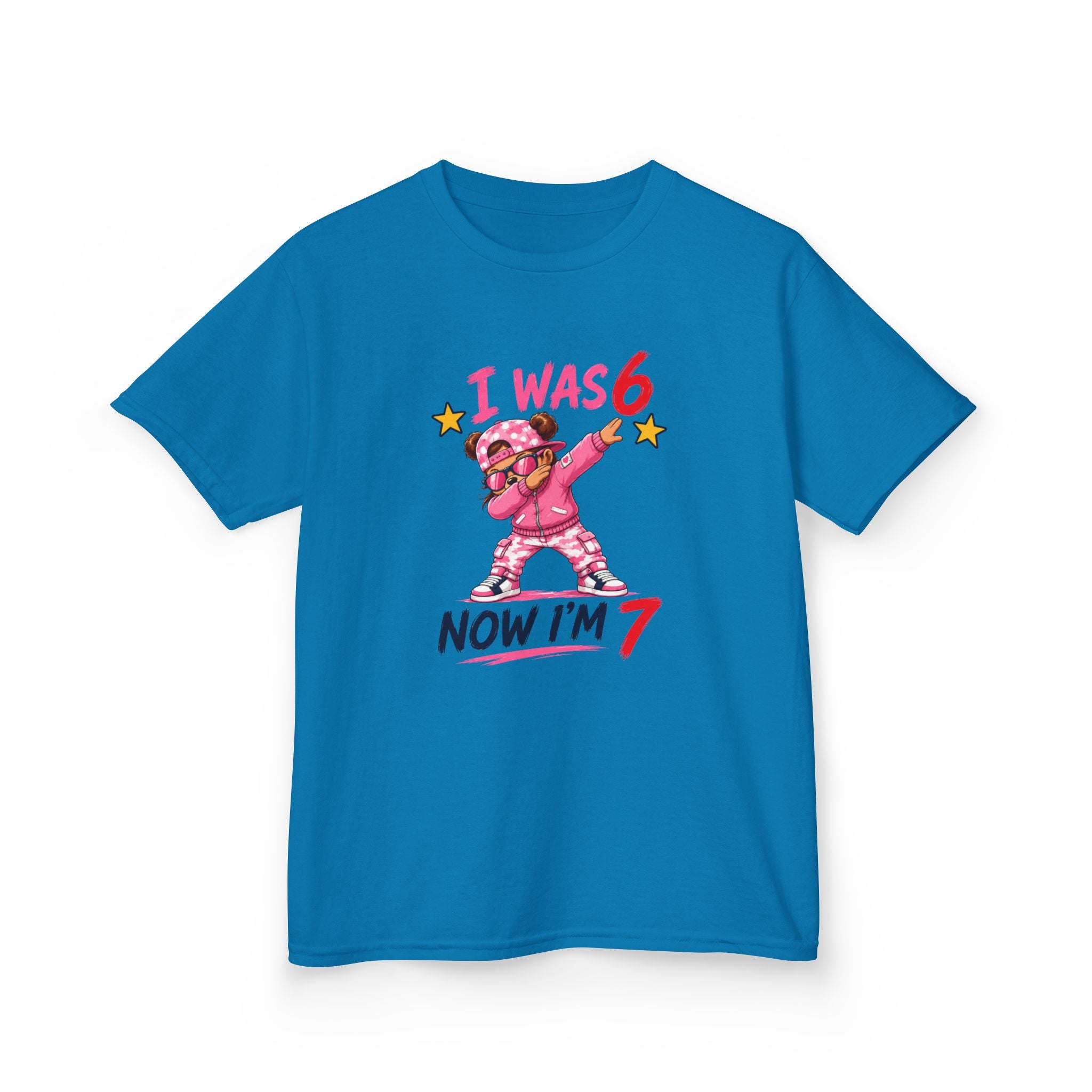 " I was 6 Now I'm 7" Girls Graphic kids Birthday T-Shirt Design