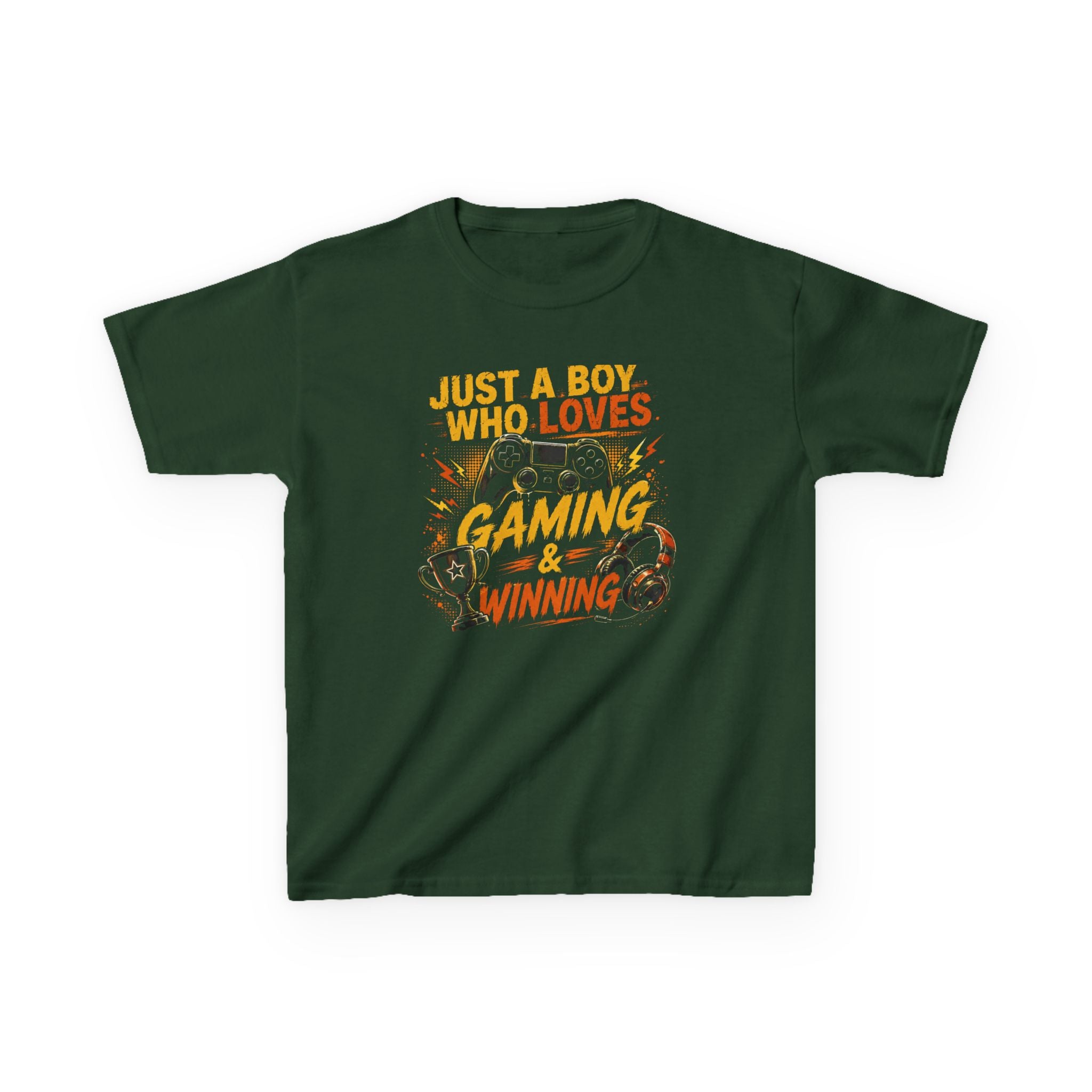 Just a Boy Who Loves Gaming & Winning Graphic kids Gamer T-Shirt Design