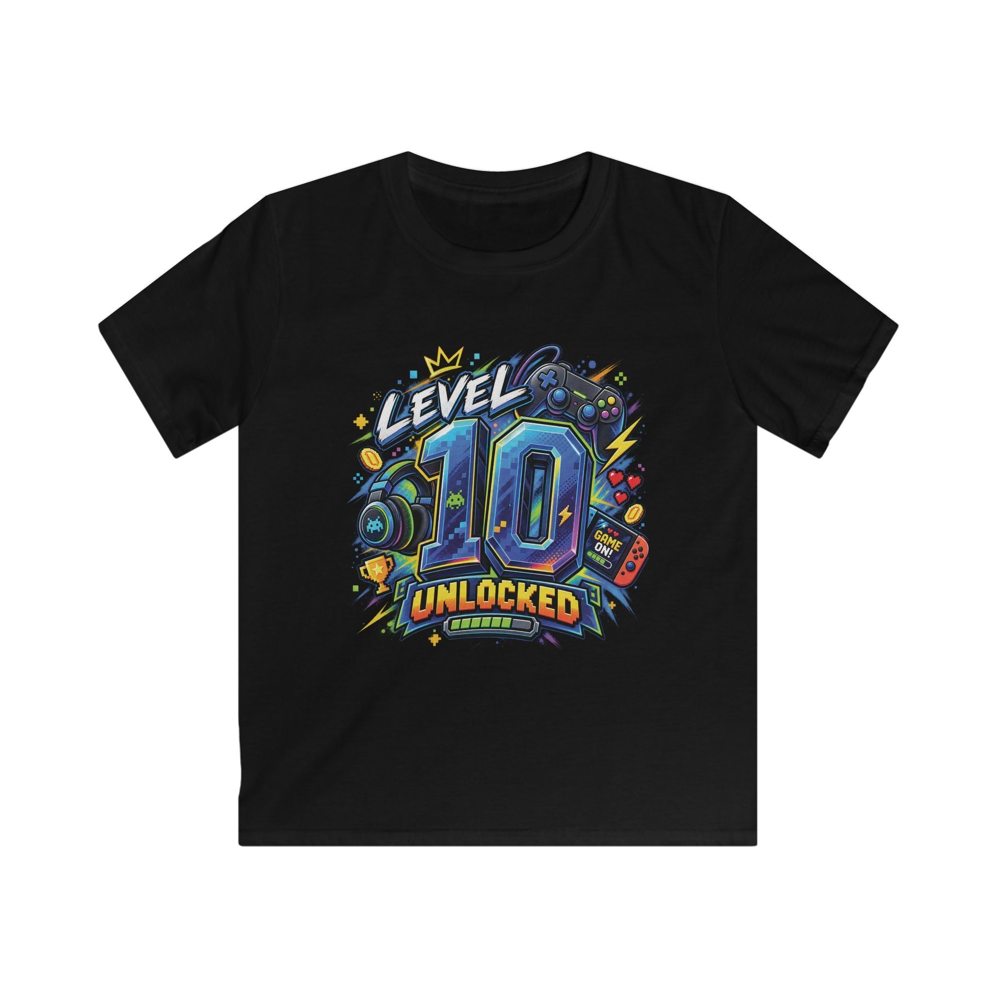 Kids Tee "Level 10 Unlocked" Birthday Gamer Shirt