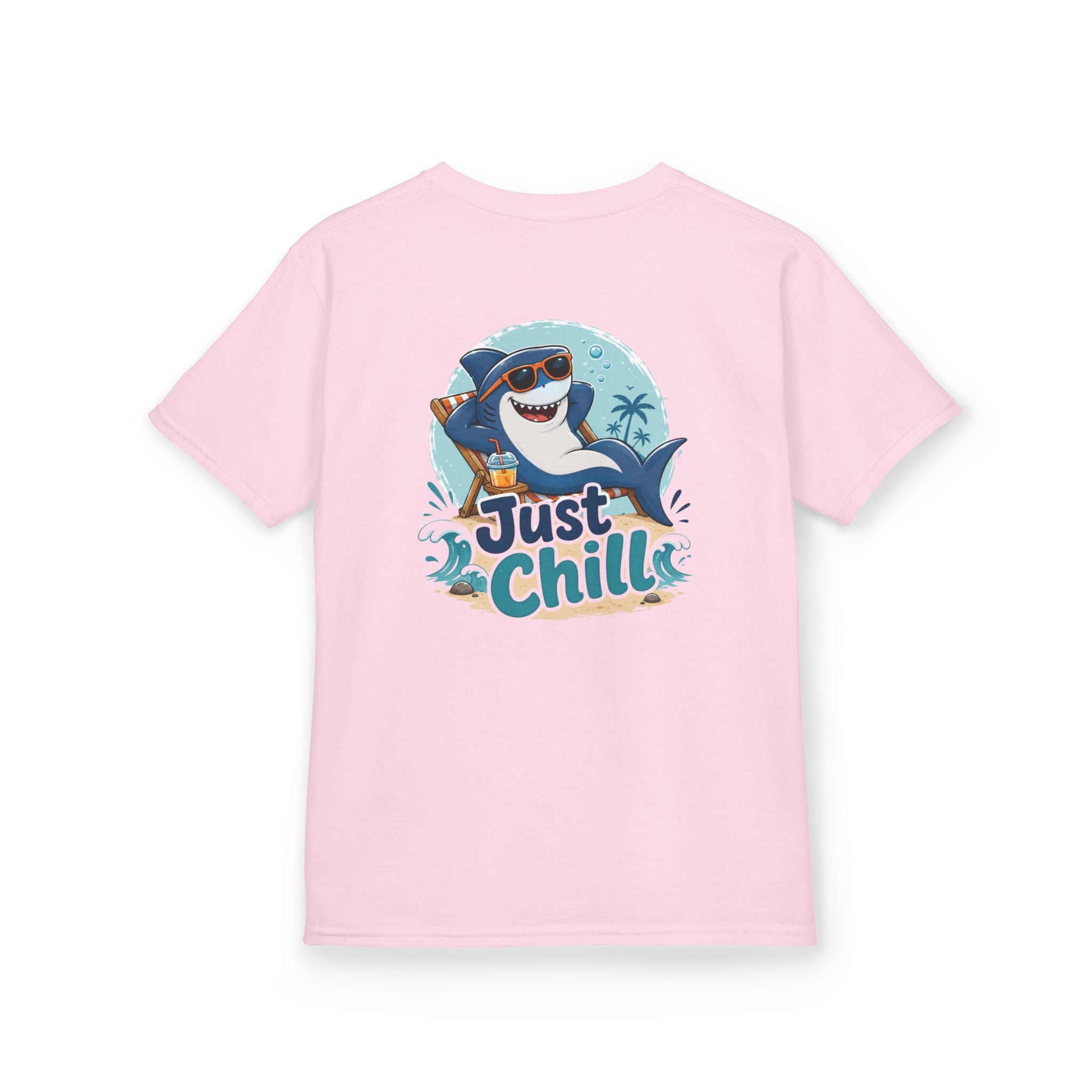 Kids Tee 'Just Chill' Surfing Shark Girls and Boys Graphic