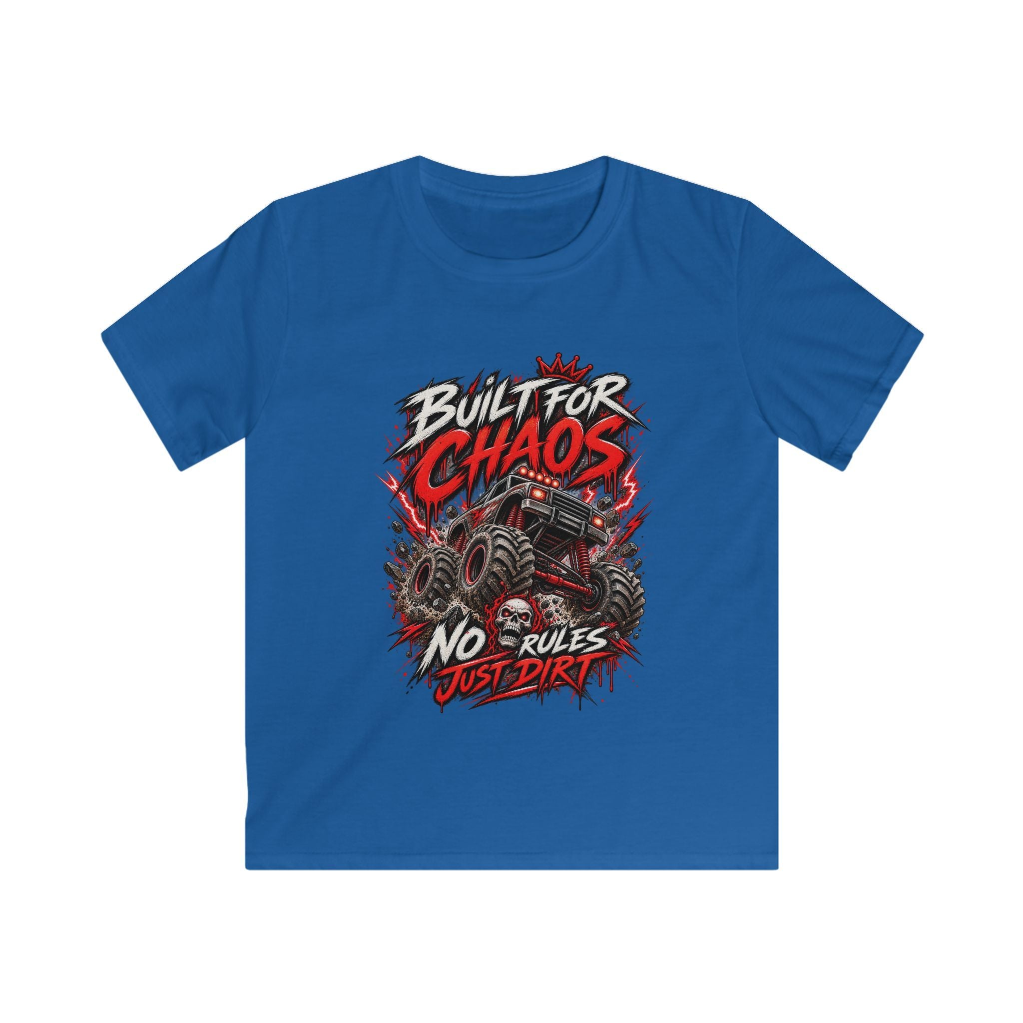 Kids Tee "Built for Chaos" Monster Truck Graphic (No Rules, Just Dirt)