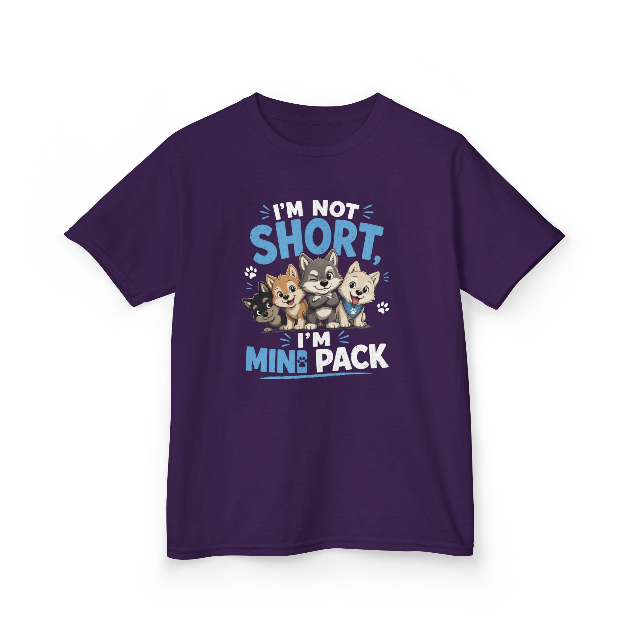 Kids Tee "I'm Not Short, I'm Mini Pack" Cute Husky Puppy Shirt