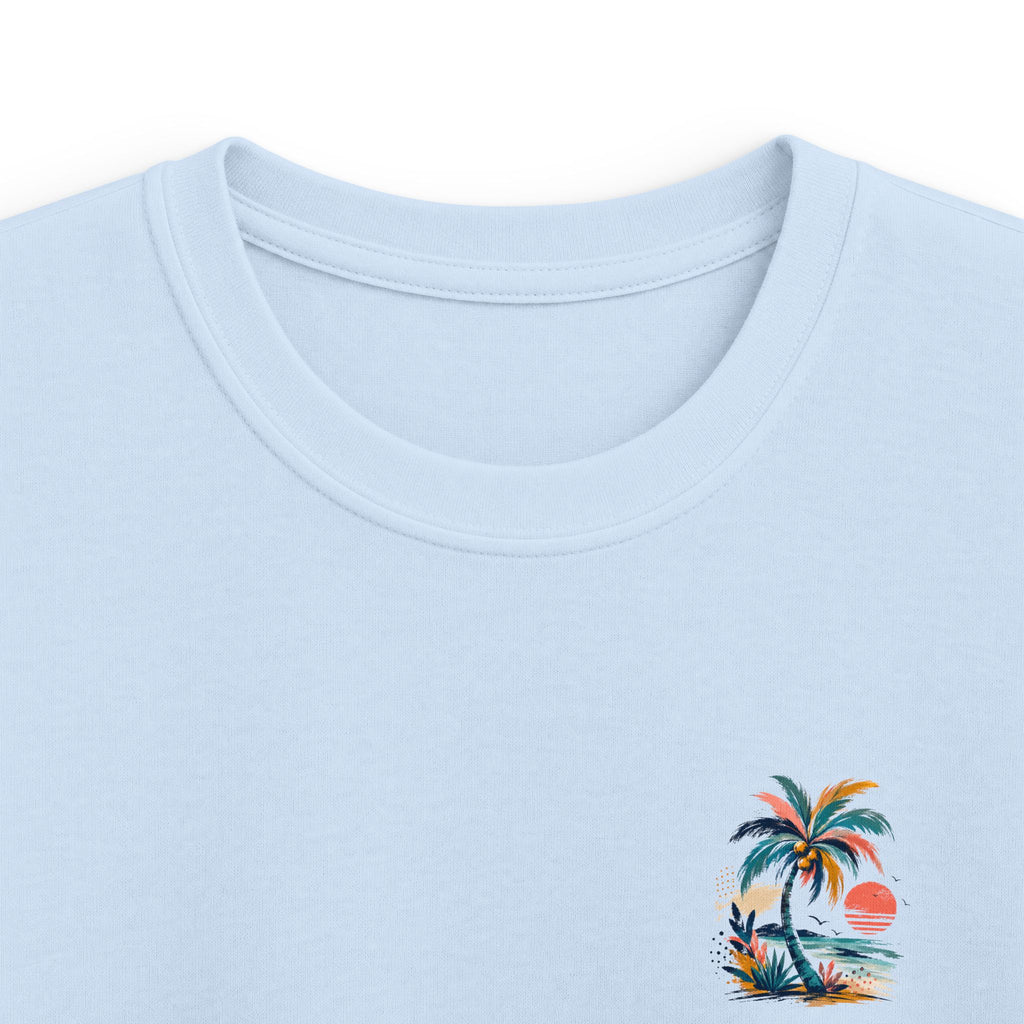 Kids Palm Beach T-Shirt Tropical Sunset Beach Tee for Children