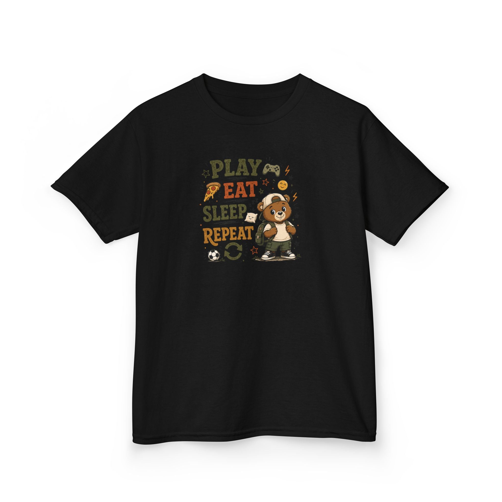 Kids Funny T-Shirt — "PLAY-EAT-SLEEP-REPEAT"