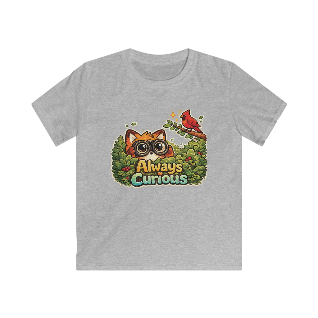 Kids Funny Tee "Always Curious" Fox & Cardinal Graphic design t-shirt