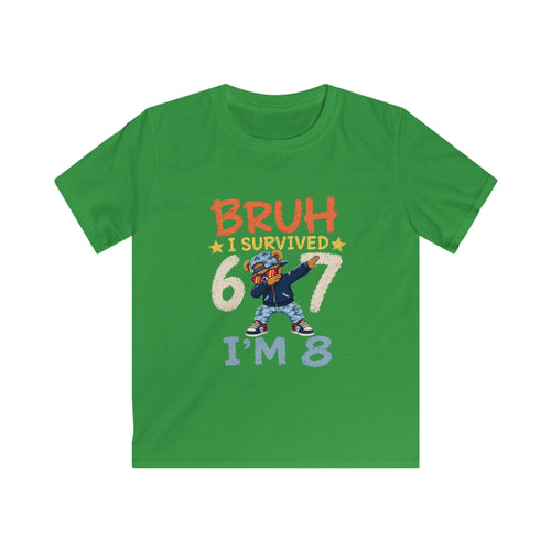 "Bruh I survived 6 7" " I'M 8" Graphic kids Birthday T-Shirt Design