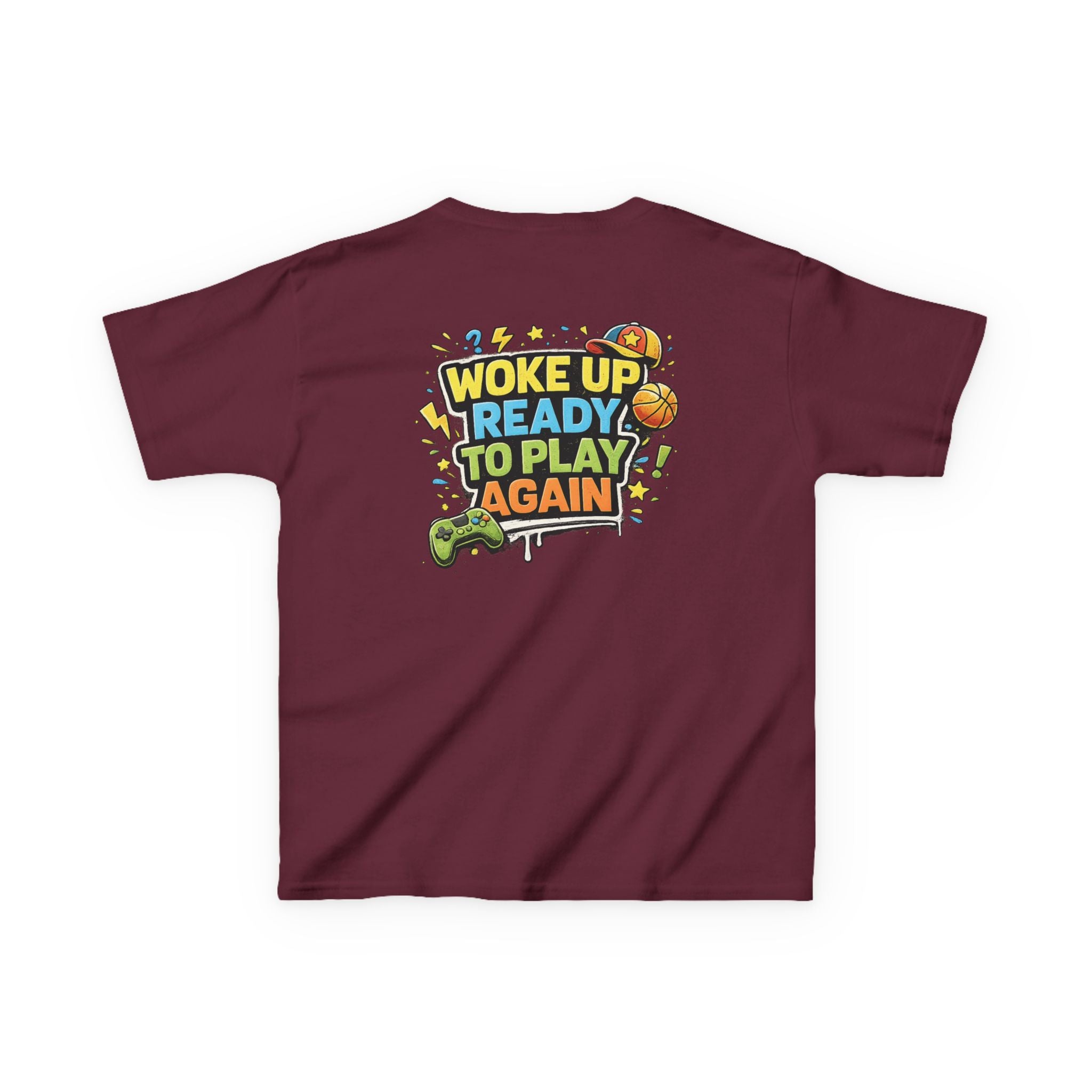 Kids Tee "Woke Up Ready to Play Again" Gamer Girls and Boys Graphic Tees