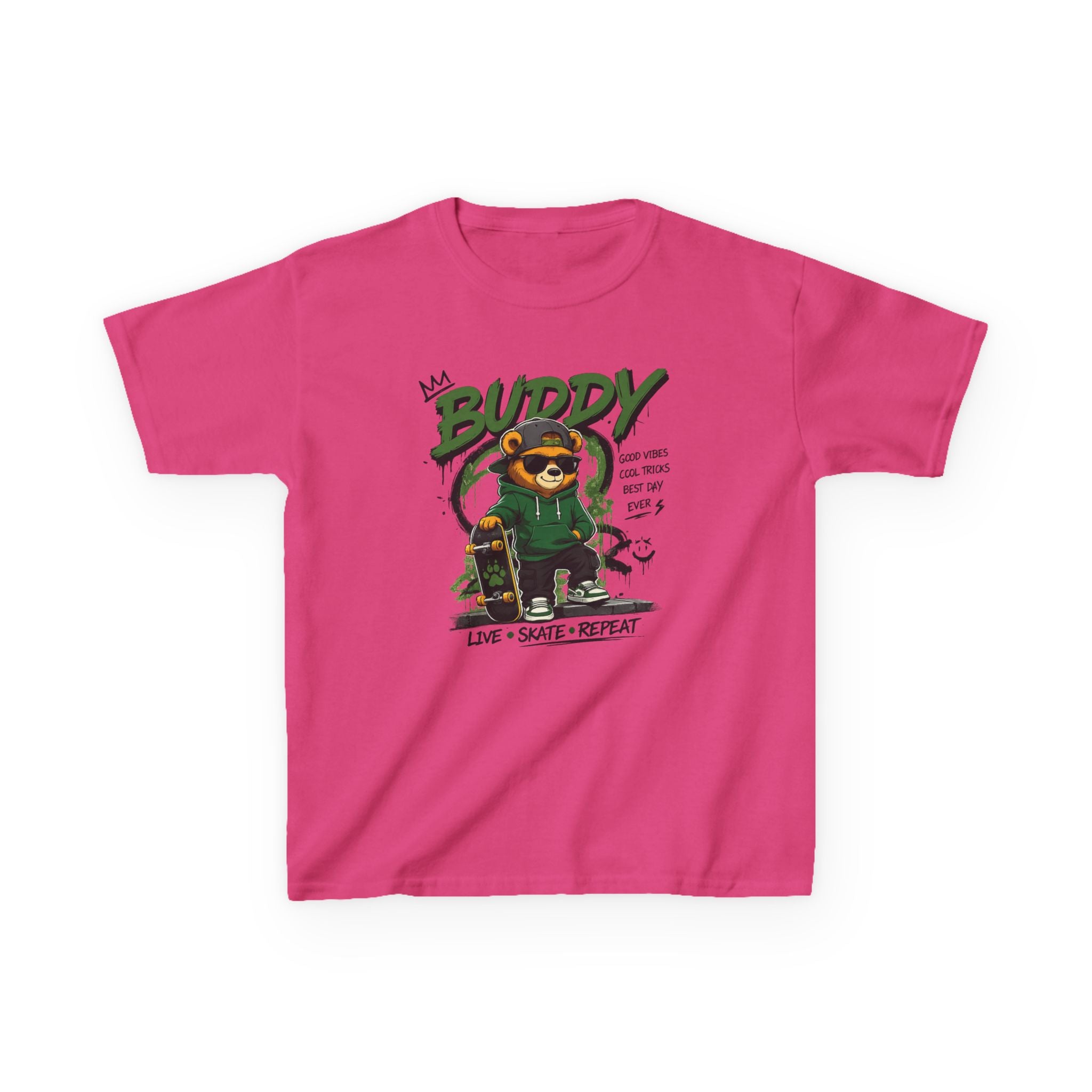 Kids Skateboard Tee "Buddy" Graphic Live • Skate • Repeat Boys and Girls Graphic Tee