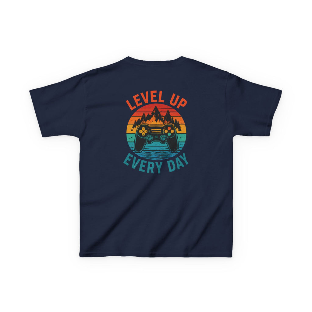 Kids Tee "Level Up Every Day" Retro Gamer Graphic