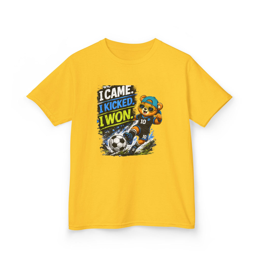 I Came. I Kicked. I Won. Soccer | Kids Sports Graphic T-Shirt
