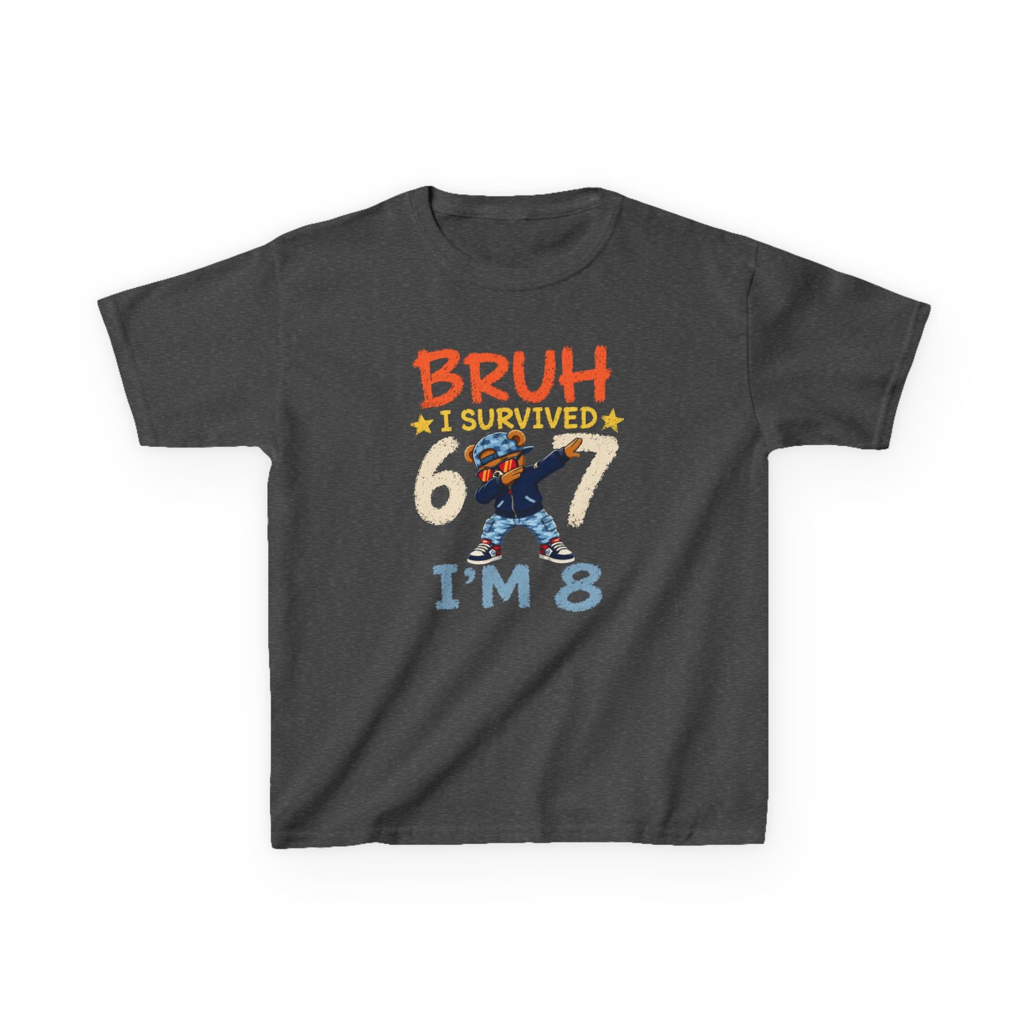 "Bruh I survived 6 7" " I'M 8" Boys Graphic kids Birthday T-Shirt Design