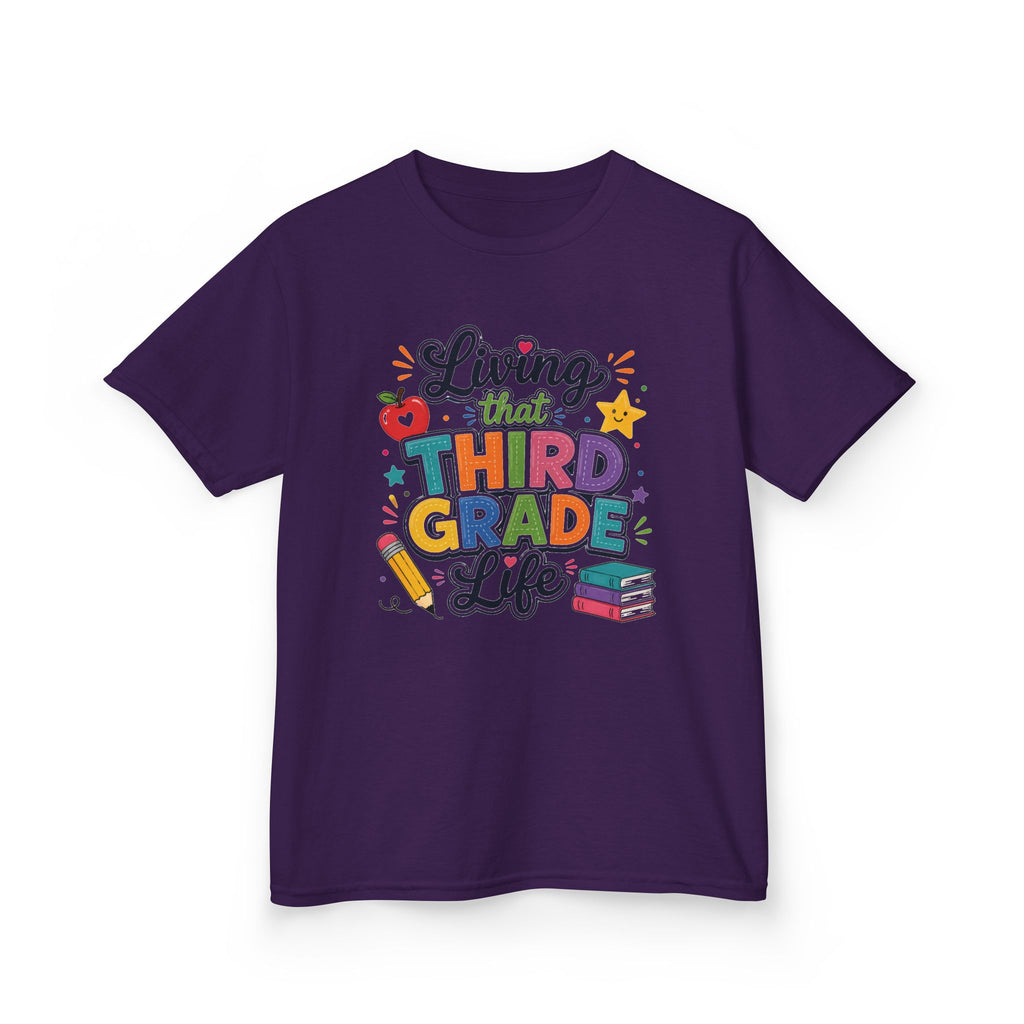 Kids "Living That Third Grade Life" T-Shirt Girls & Boys Colorful Back-to-School Tee