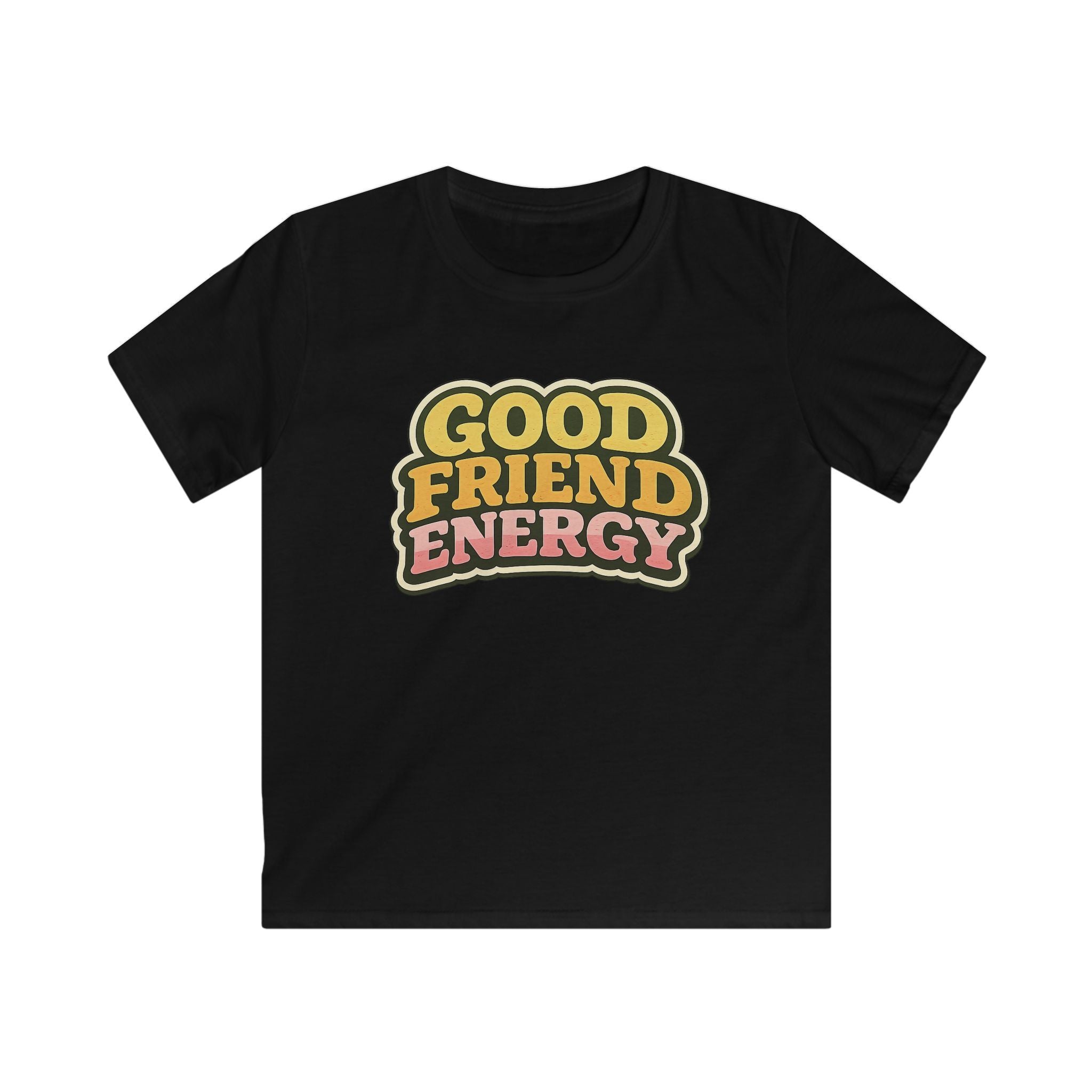Kids Tee "Good Friend Energy" Retro Graphic Youth T‑Shirt For Boys & Girls