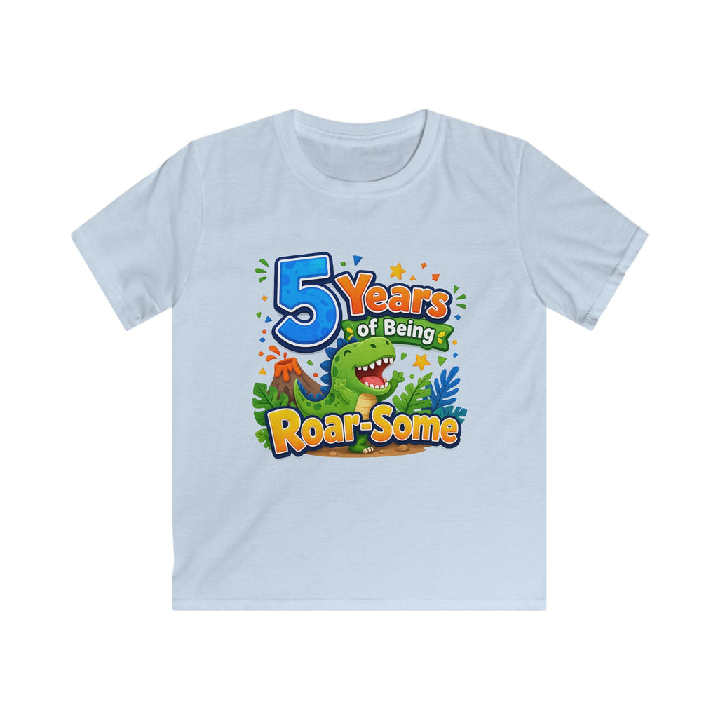 "5 Years of Being Roar-Some" Kids T-Shirt Dinosaur Birthday Tee