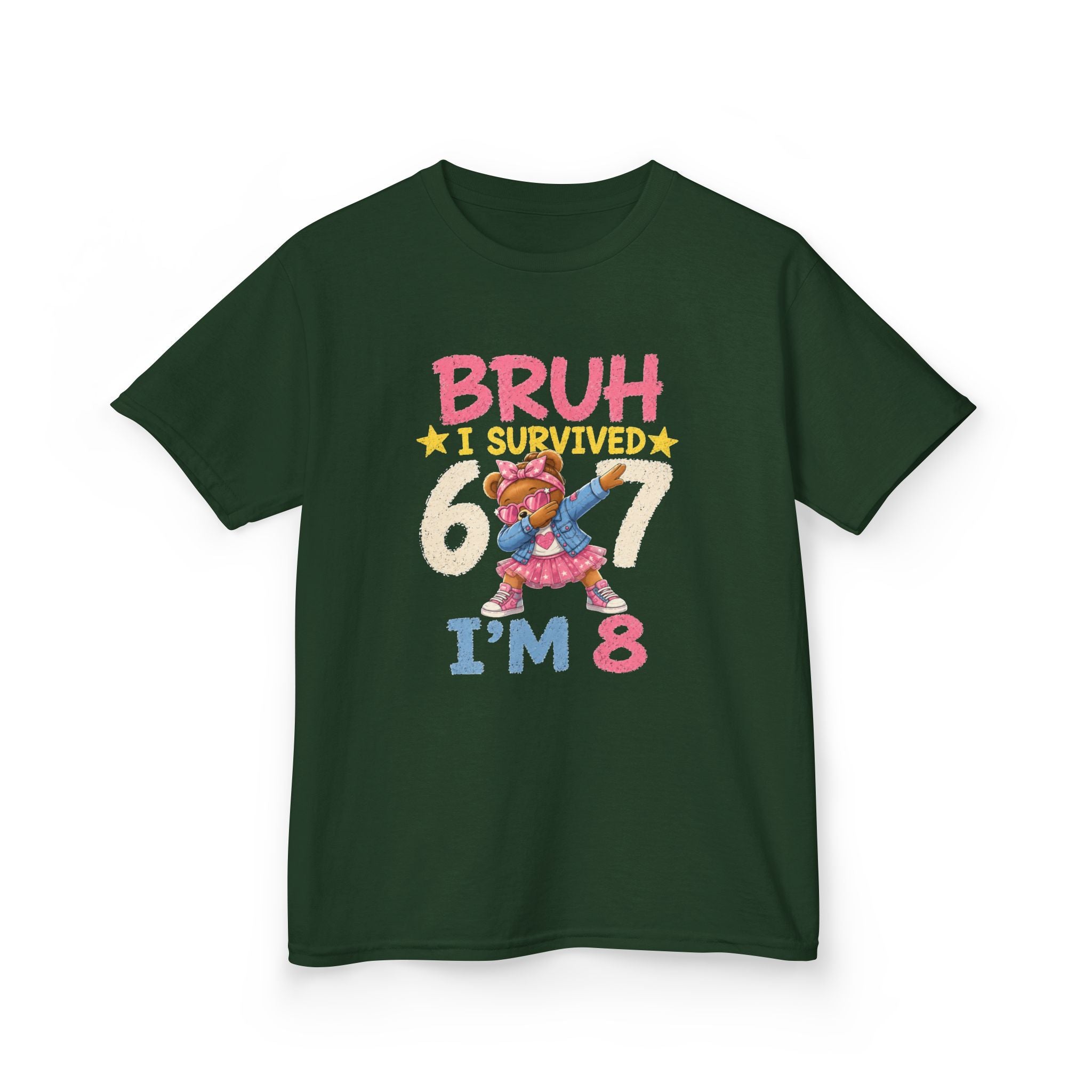 Kids Tee "Bruh I Survived 6/7 I'm 8" Birthday T-Shirt