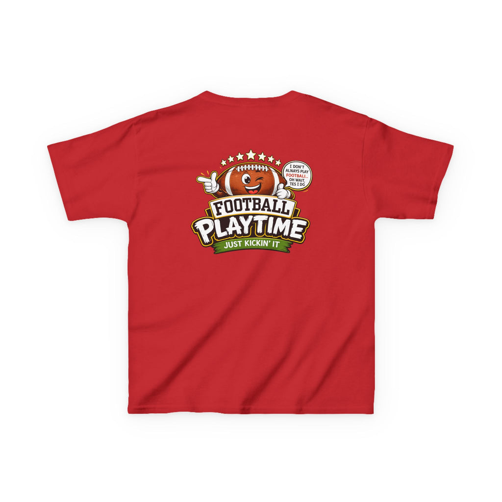 Football Playtime – Just Kickin' It | Funny Football Cartoon Mascot sports Graphic Tee