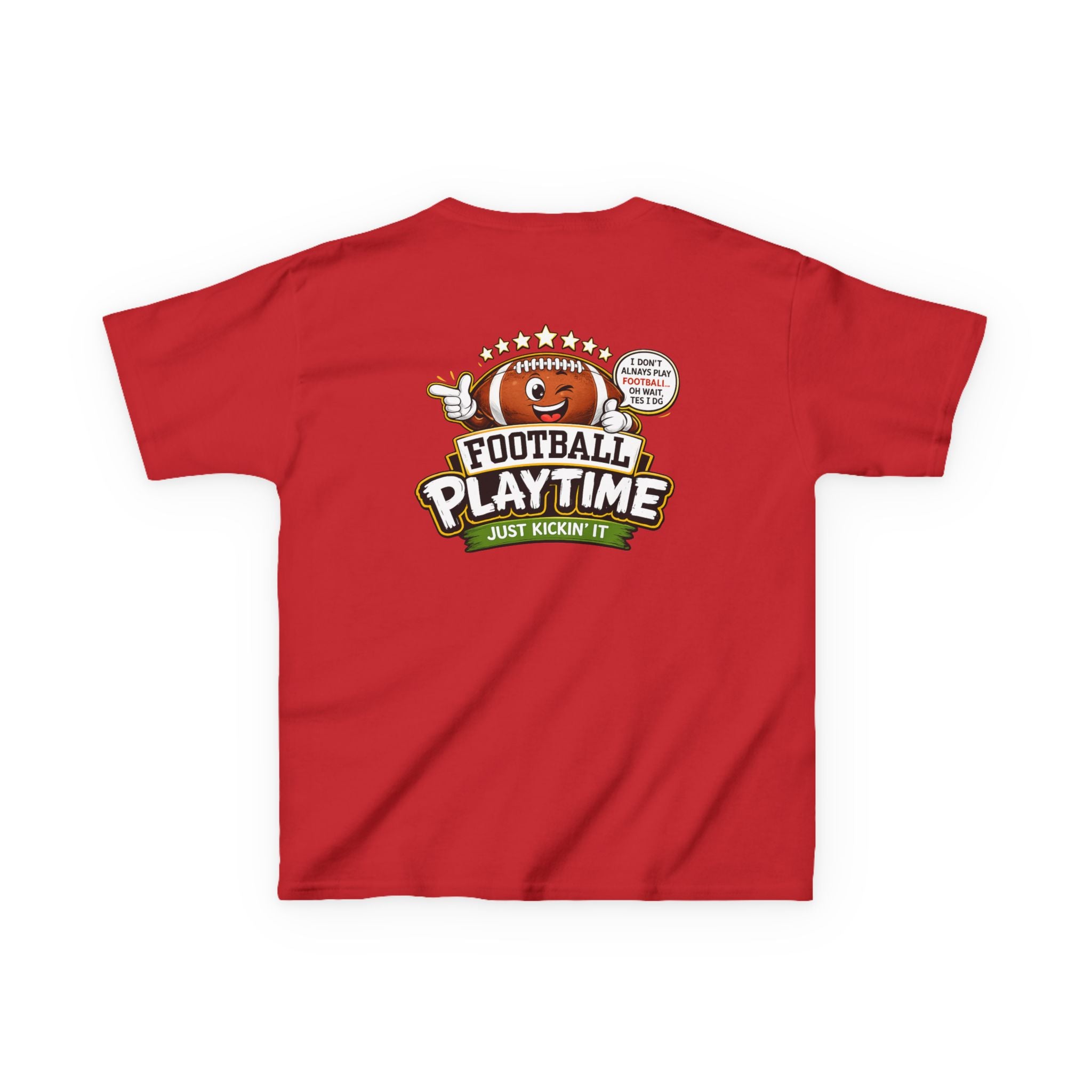 Football Playtime – Just Kickin' It | Funny Football Cartoon Mascot sports Graphic Tee