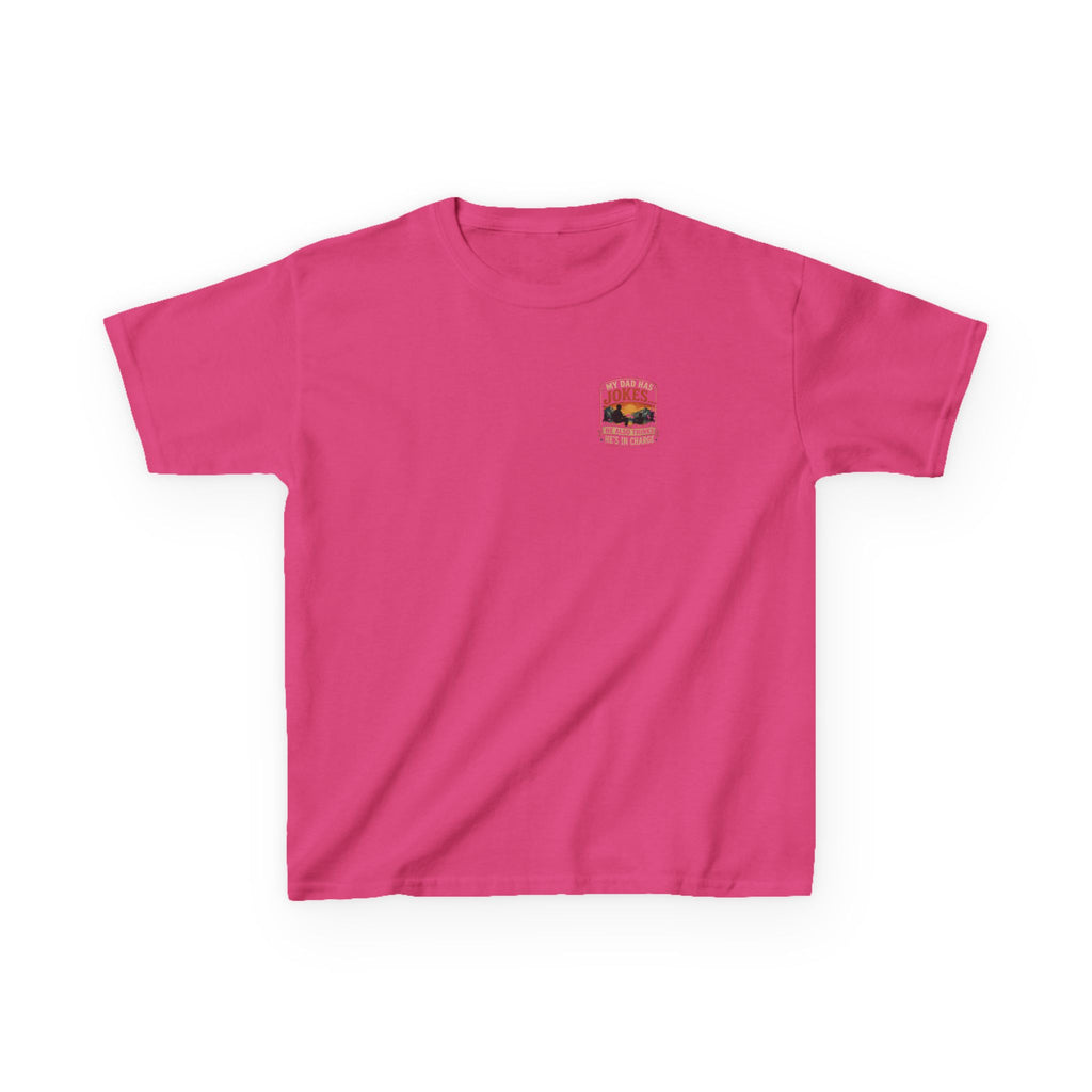 Kids Tee “My Dad Has Jokes… He Also Thinks He’s In Charge” Family Father’s Day Shirt