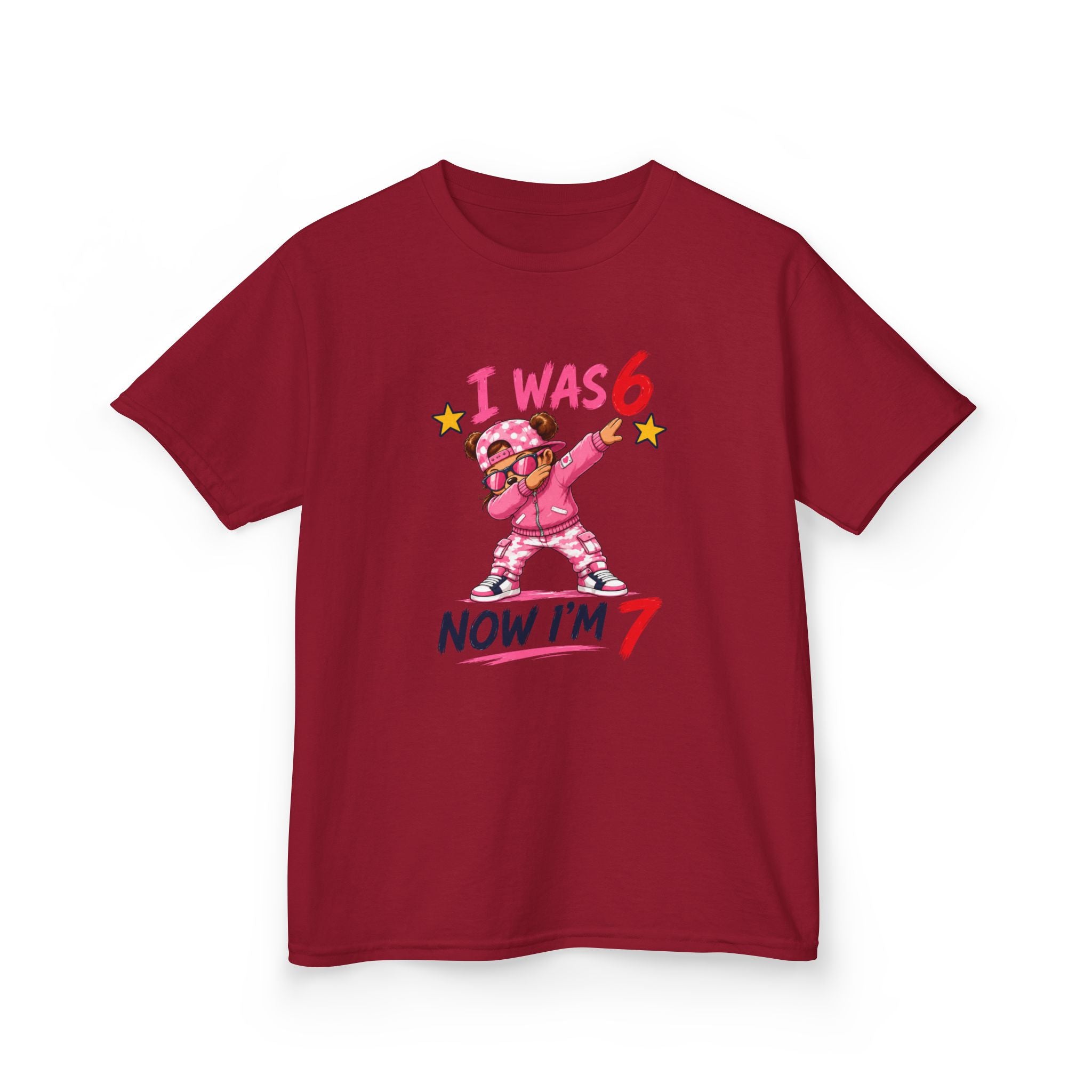 " I was 6 Now I'm 7" Girls Graphic kids Birthday T-Shirt Design