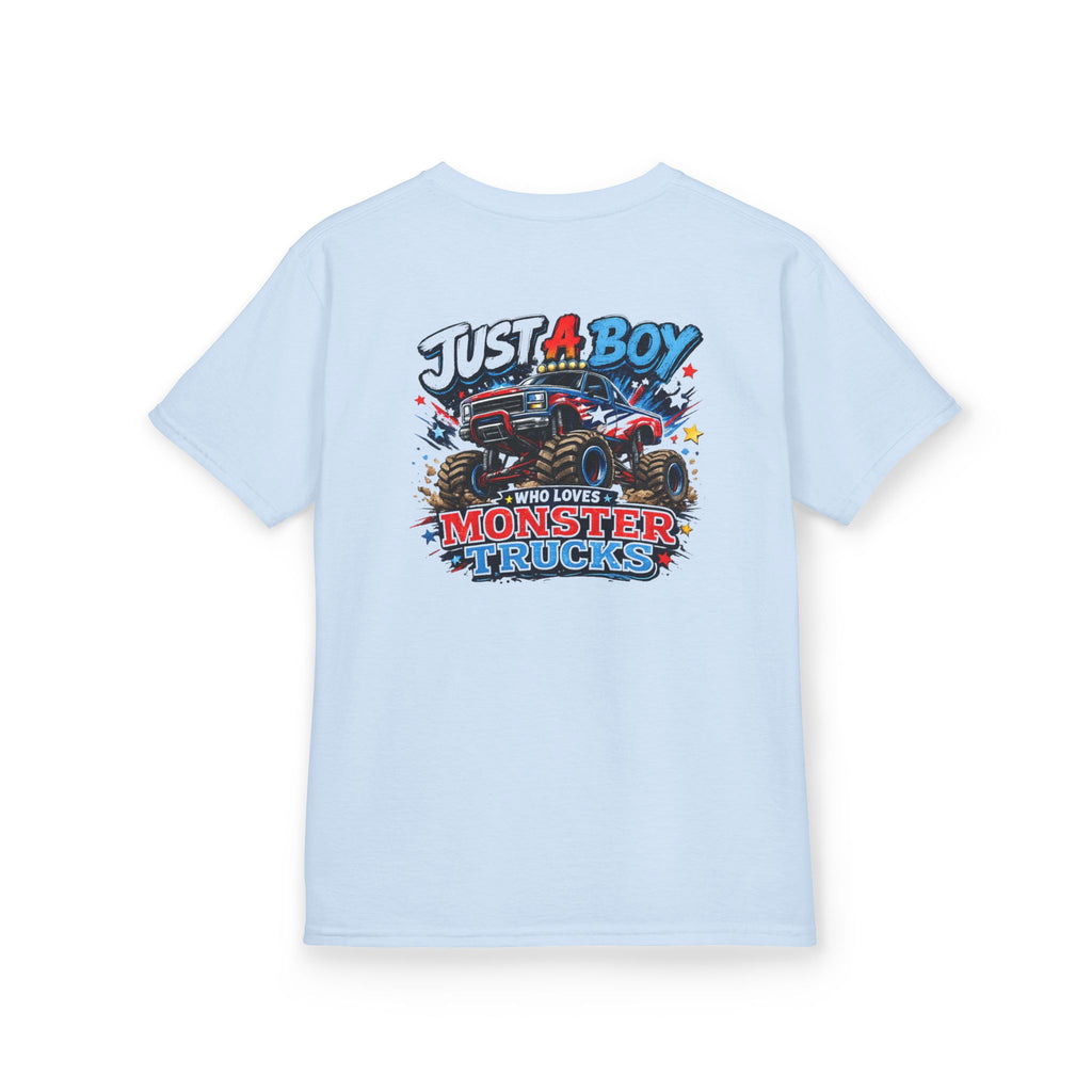 "Just A Boy Who Loves Monster Truck" Graphic kids Birthday T-Shirt Design