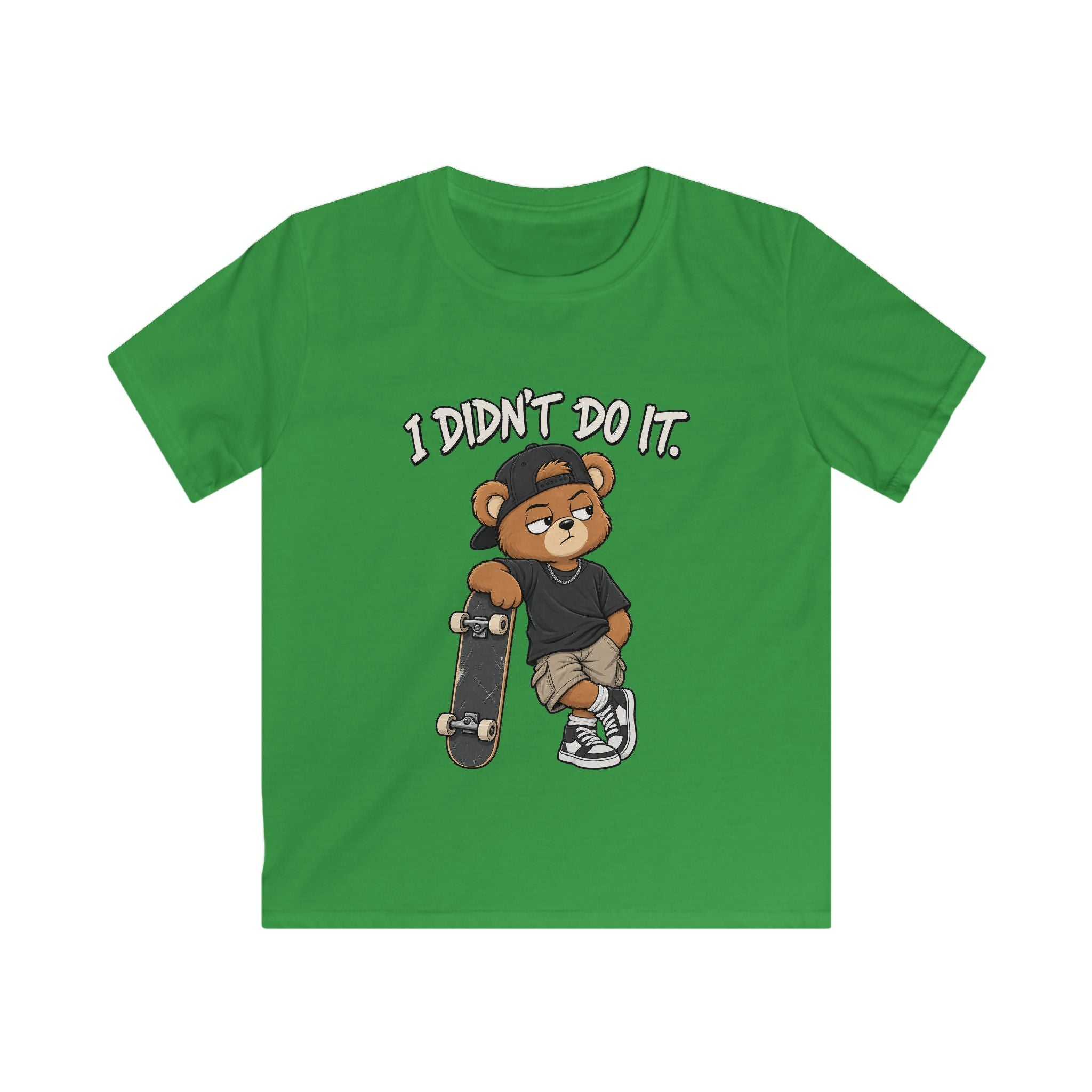 Kids Skateboard Tee "I Didn't Do It" Bear Funny Graphic Shirt