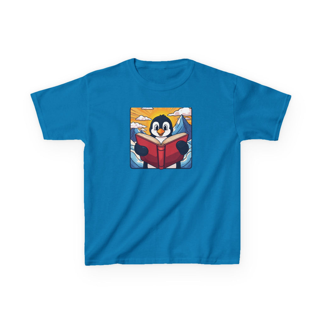 Kids Penguin Reading Tee Cute Book-Lover Shirt for Children