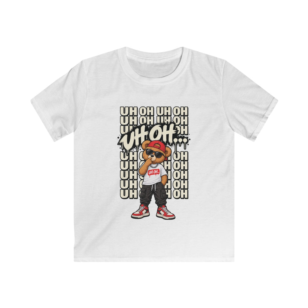 Kids Bear Graphic Tee "Uh Oh" Streetwear Hip-Hop Shirt
