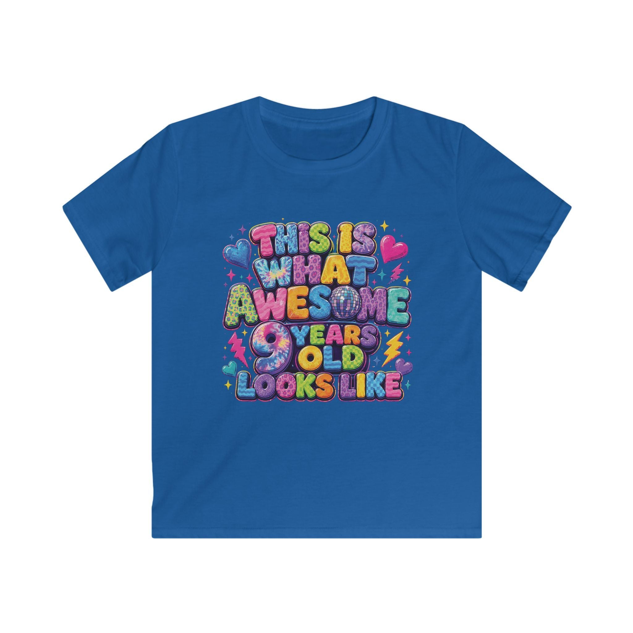 Kids Tee "This Is What Awesome 10 Years Old Looks Like" Colorful Birthday Shirt