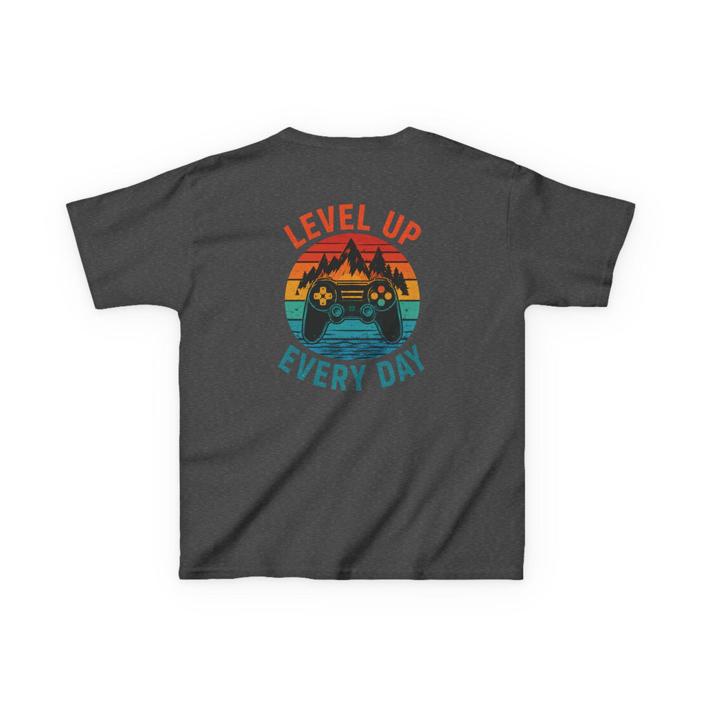 Kids Tee "Level Up Every Day" Retro Gamer Graphic