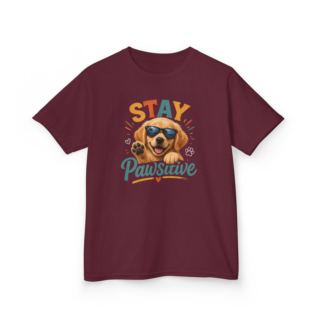 Kids T-Shirt "Stay Pawsitive" Cool Dog Cute Graphic Tee for Boys & Girls