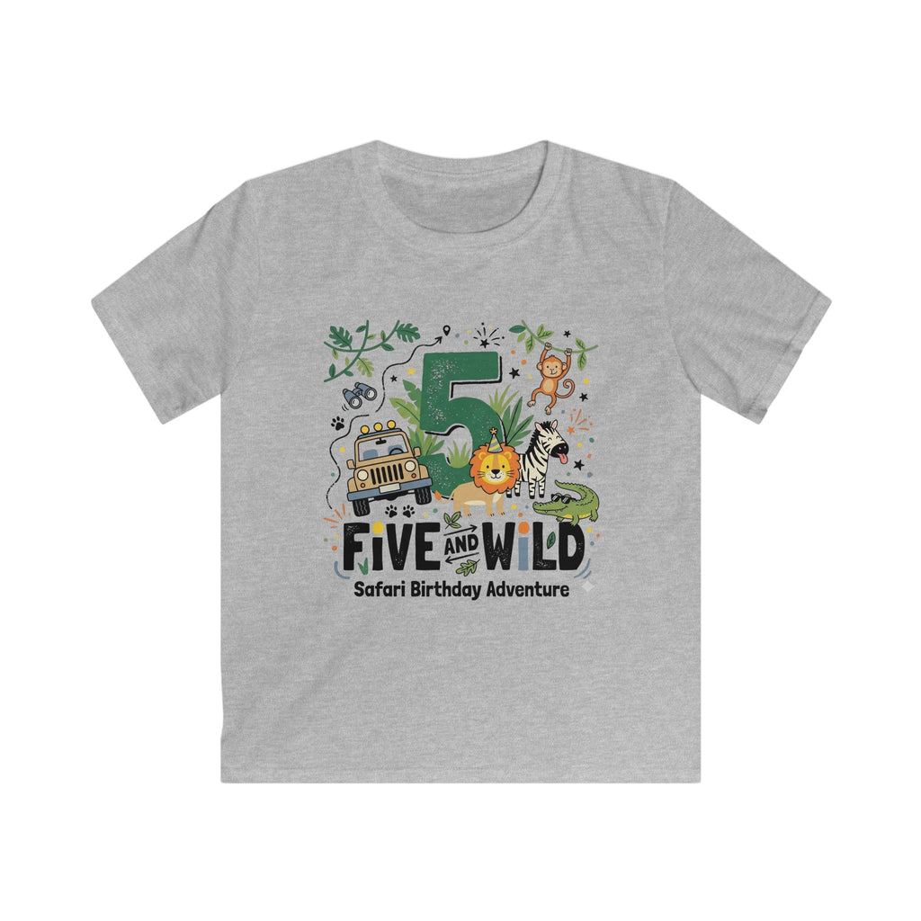 Kids 5th Birthday Safari Tee – "Five and Wild" Jungle Safari Shirt