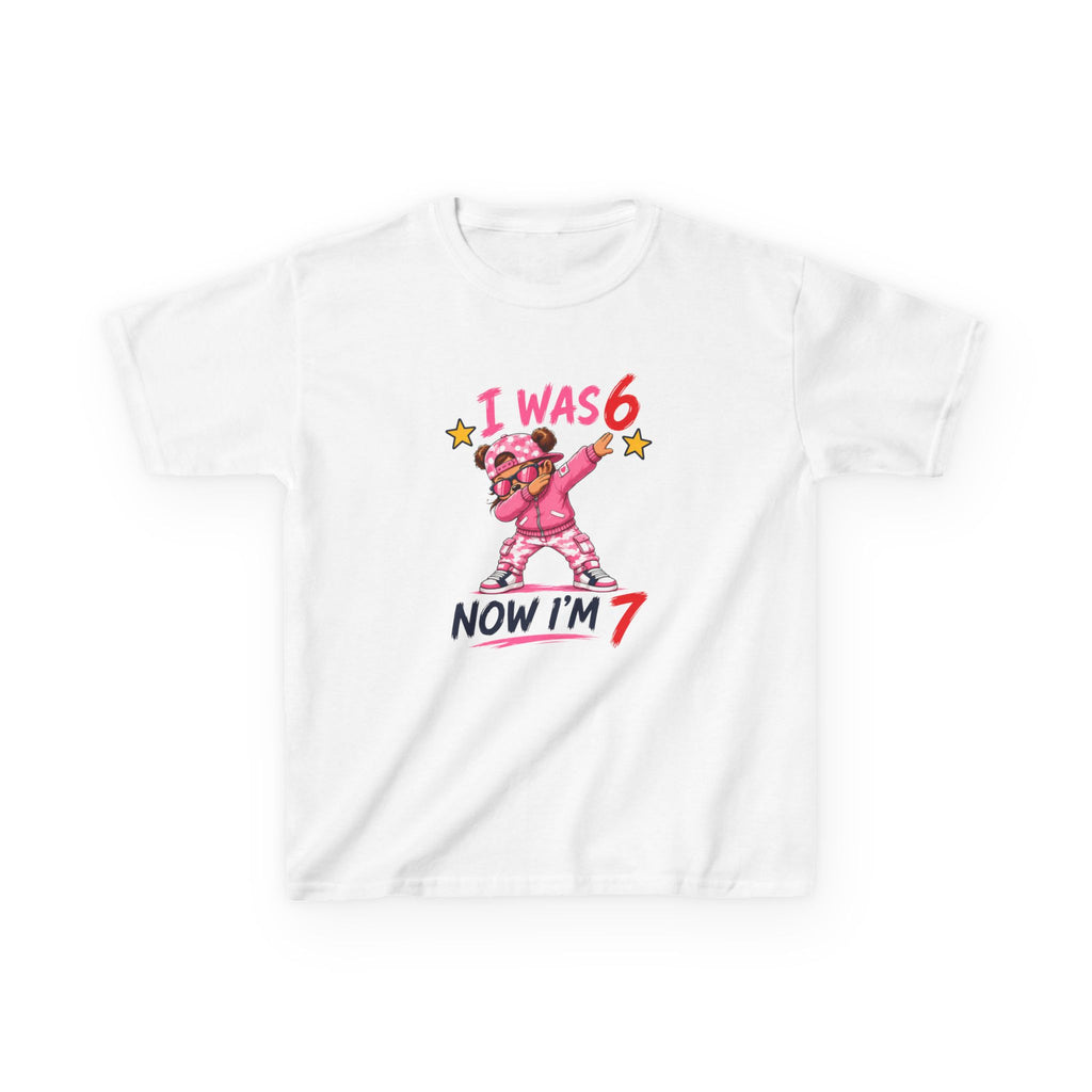 " I was 6 Now I'm 7" Girls Graphic kids Birthday T-Shirt Design