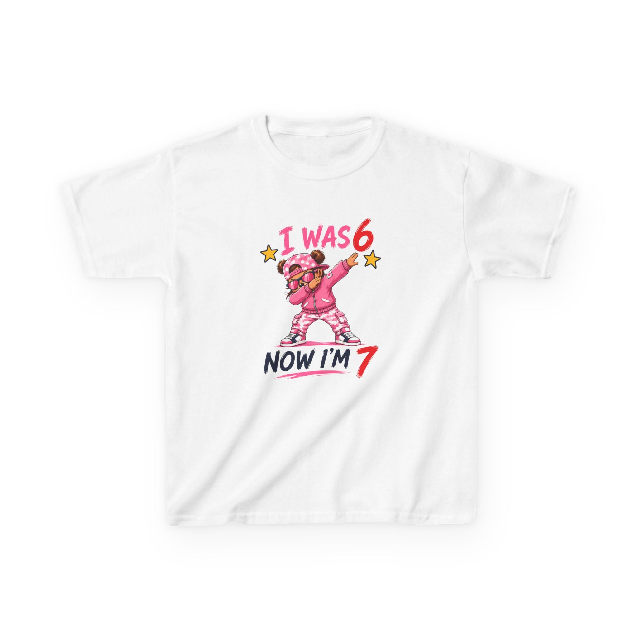 " I was 6 Now I'm 7" Girls Graphic kids Birthday T-Shirt Design