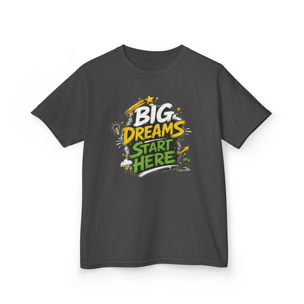School Kids Tee "Big Dreams Start Here" Motivational Graphic Shirt