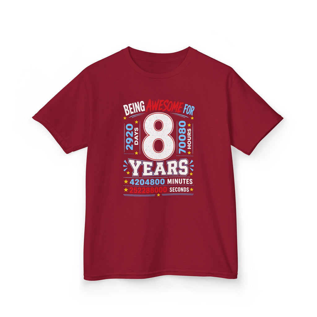 " Being Awesome For 8 Years" Graphic kids Birthday T-Shirt Design