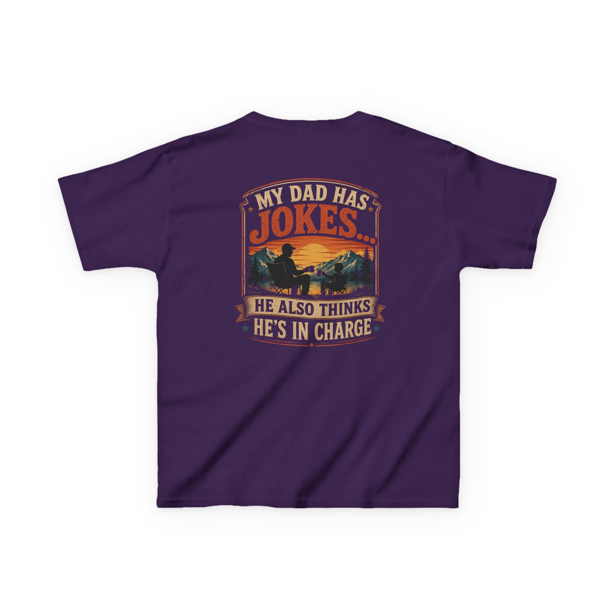 Kids Tee “My Dad Has Jokes… He Also Thinks He’s In Charge” Family Father’s Day Shirt