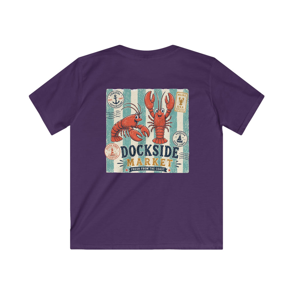 "Dockside Market" Kids Tee Retro Lobster Beach Graphic T-Shirt