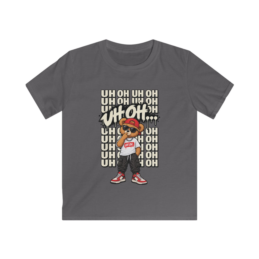 Kids Bear Graphic Tee "Uh Oh" Streetwear Hip-Hop Shirt