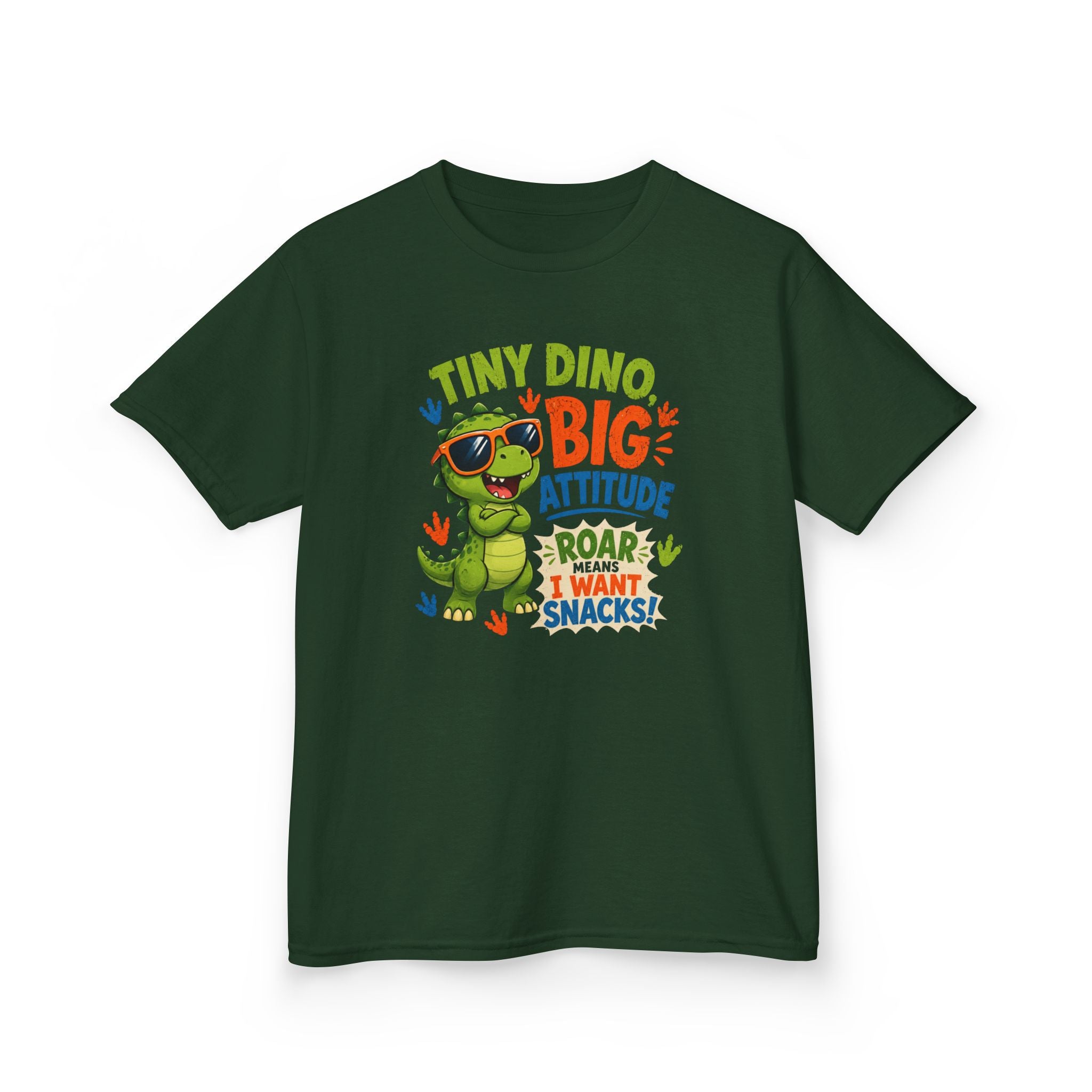 Kids T-Shirt "Tiny Dino, Big Attitude: Roar I Want Snacks" Cute Dino Tee