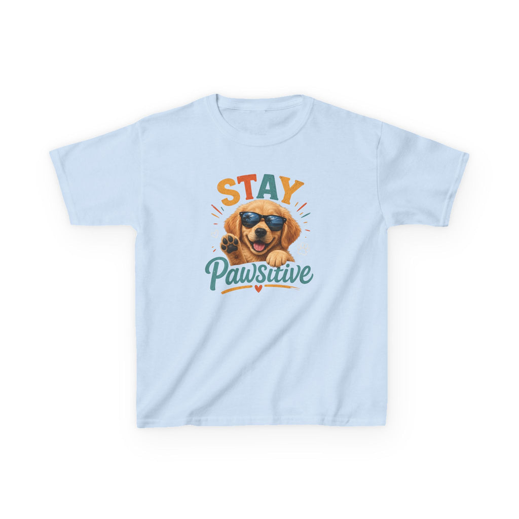Kids T-Shirt "Stay Pawsitive" Cool Dog Cute Graphic Tee for Boys & Girls