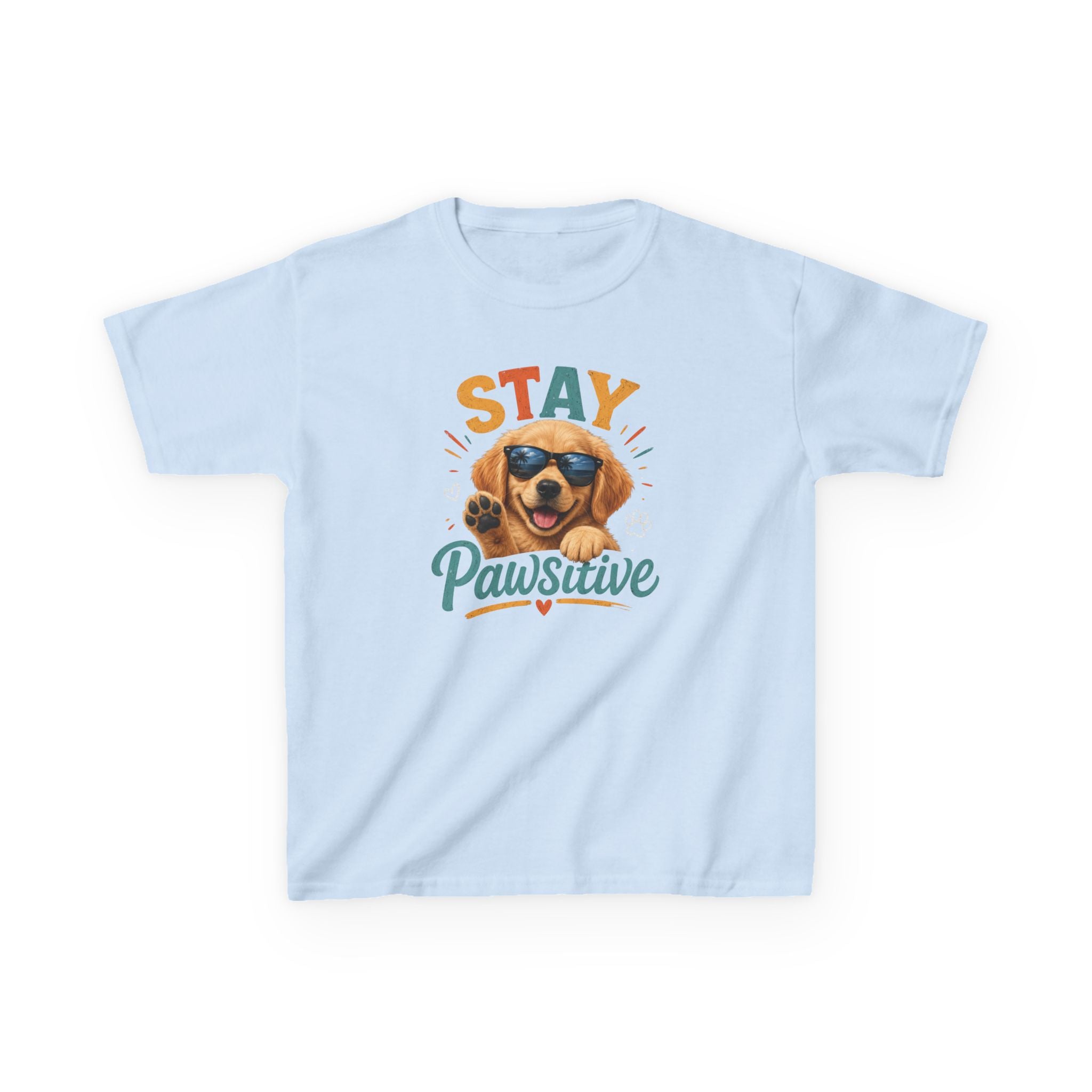 Kids T-Shirt "Stay Pawsitive" Cool Dog Cute Graphic Tee for Boys & Girls