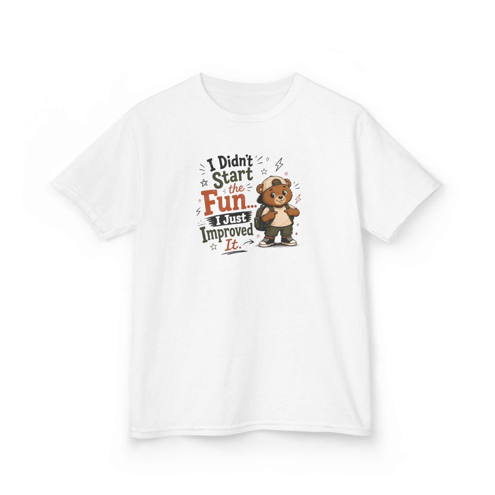 Kids Funny T-Shirt — "I Didn't Start the Fun... I Just Improved It."