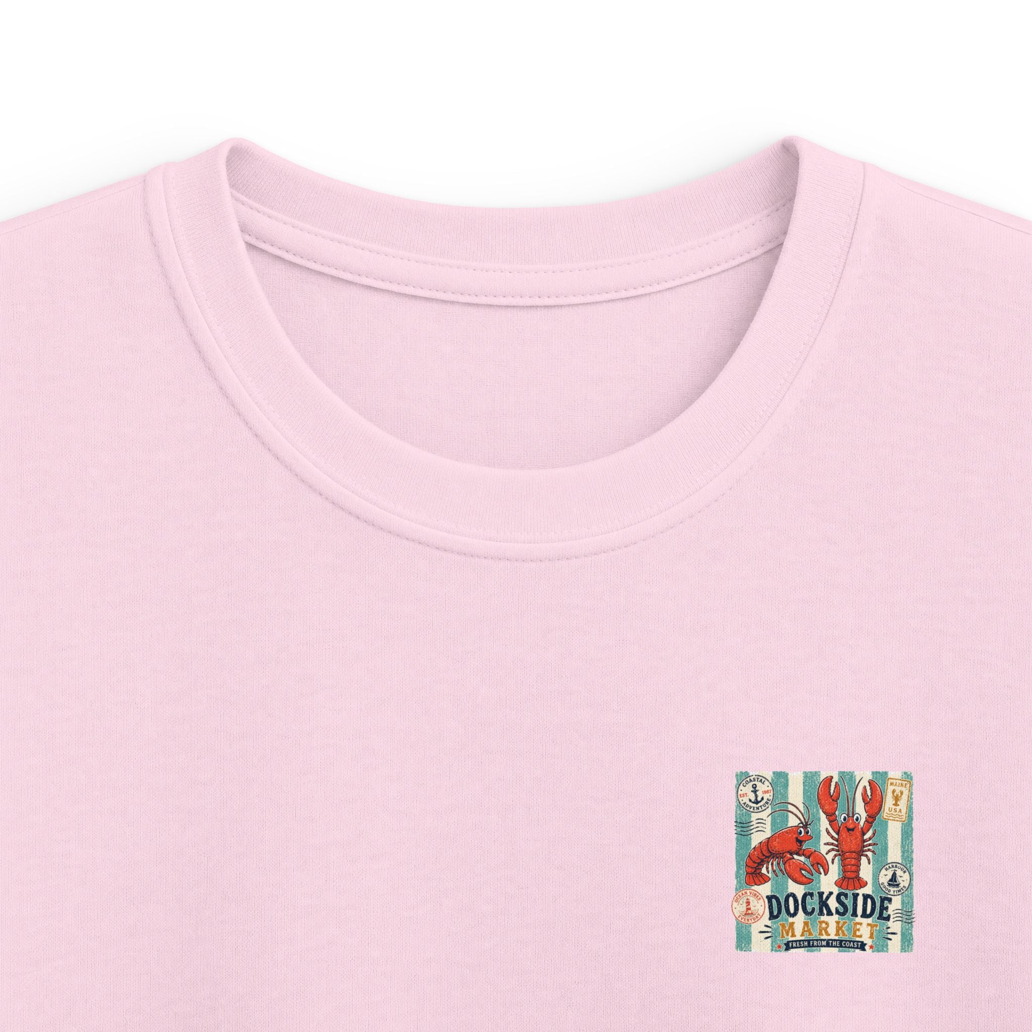 "Dockside Market" Kids Tee Retro Lobster Beach Graphic T-Shirt