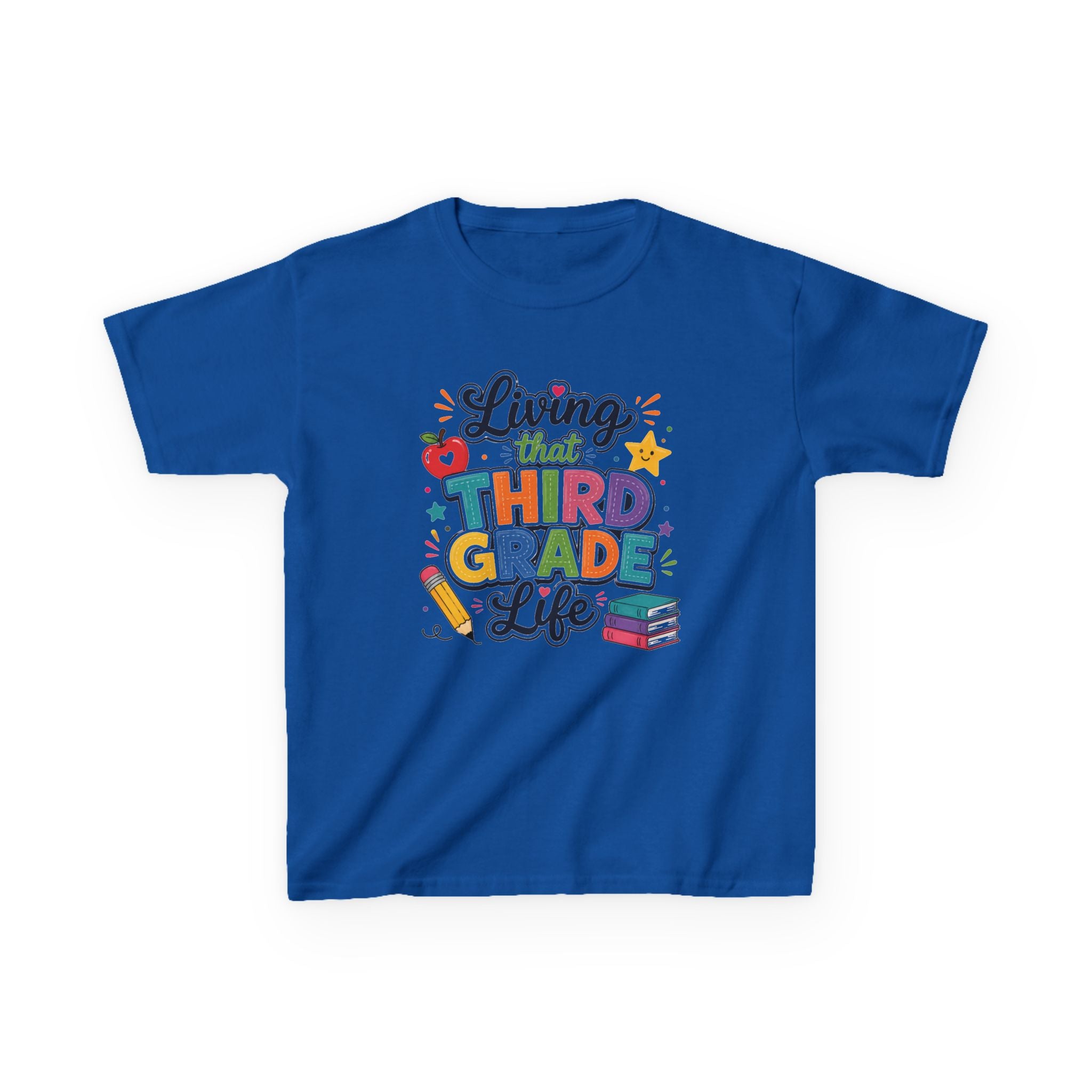 Kids "Living That Third Grade Life" T-Shirt Girls & Boys Colorful Back-to-School Tee