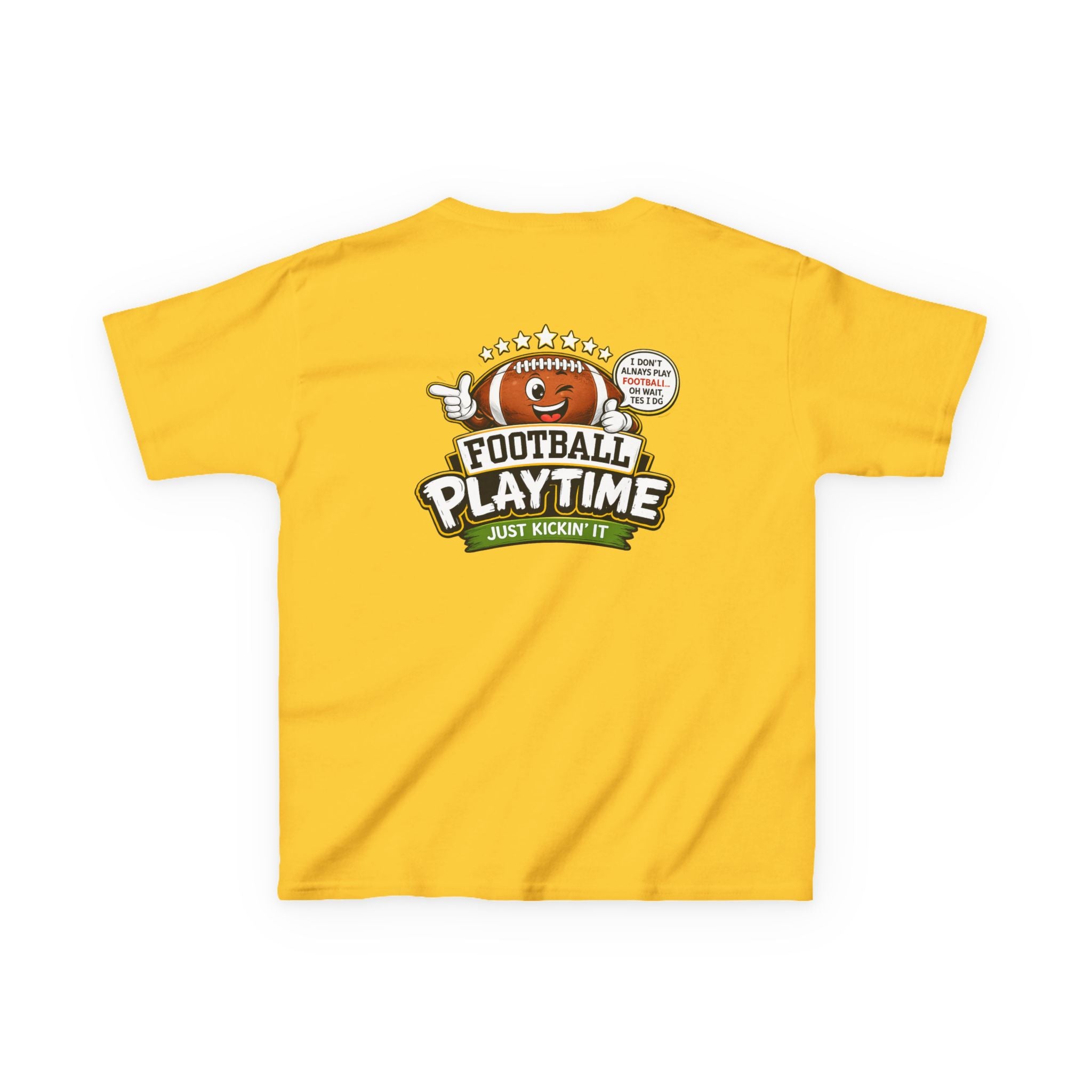 Football Playtime – Just Kickin' It | Funny Football Cartoon Mascot sports Graphic Tee