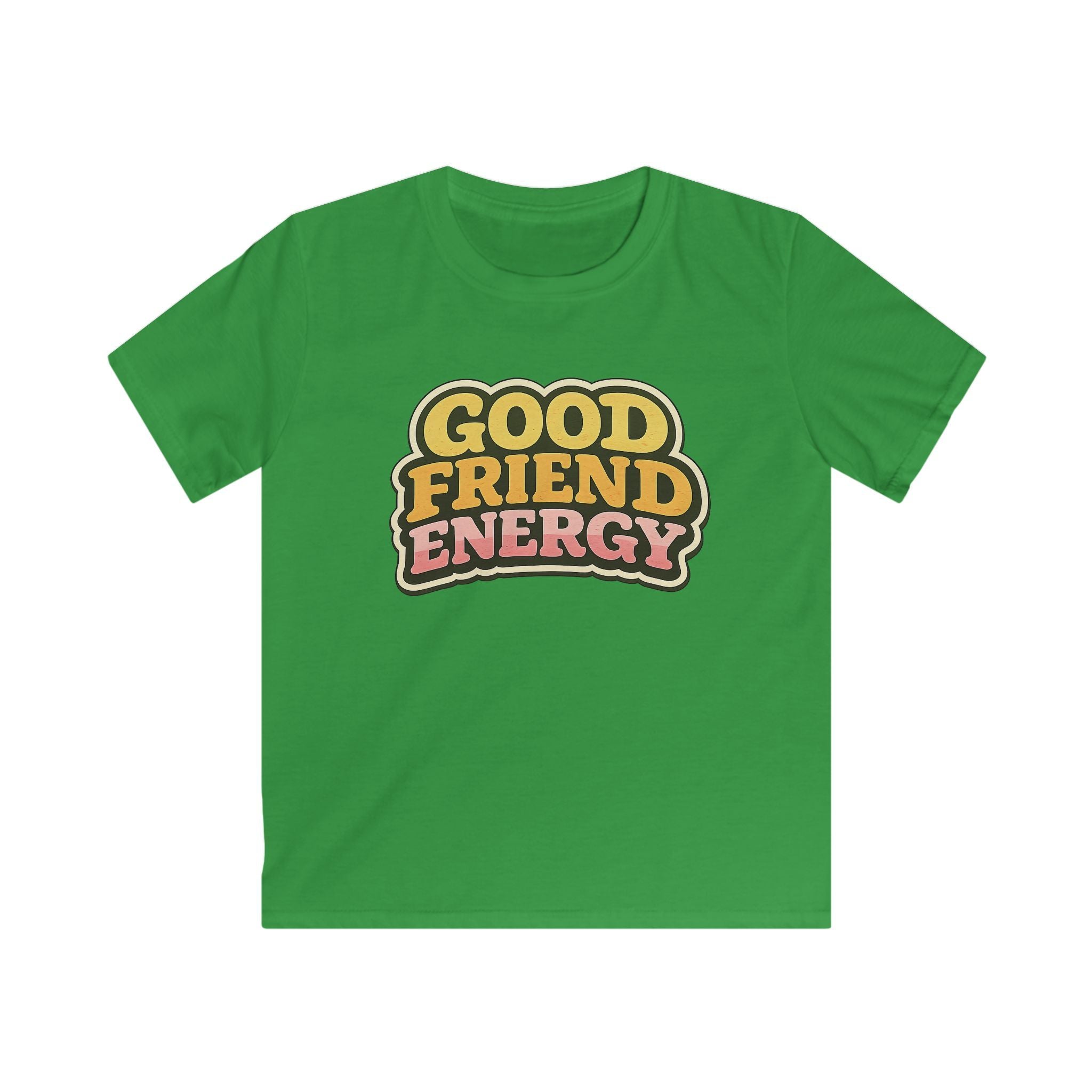 Kids Tee "Good Friend Energy" Retro Graphic Youth T‑Shirt For Boys & Girls
