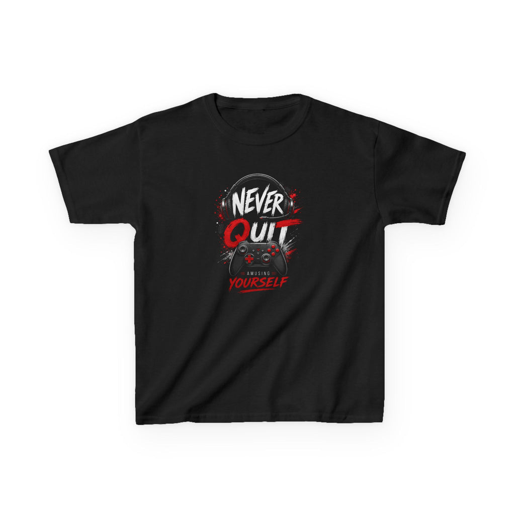 "Never Quit Gaming" Motivational Gamer Controller & Headset T-Shirt Design