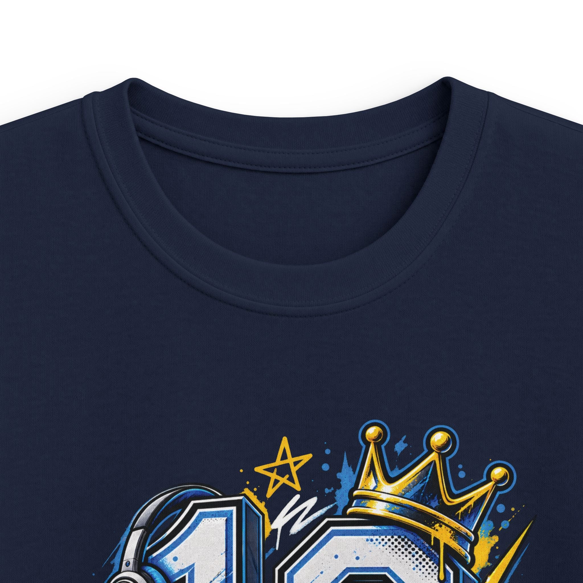Kids 10th Birthday Racing Tee - Number 10 Crown & Sneakers Graphic