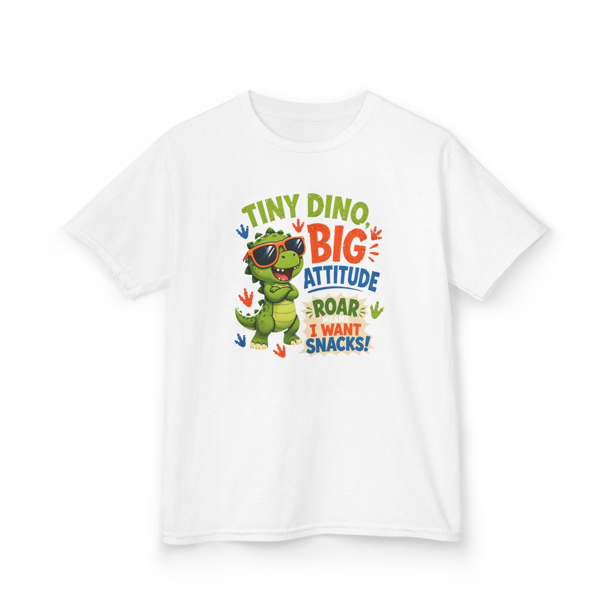 Kids T-Shirt "Tiny Dino, Big Attitude: Roar I Want Snacks" Cute Dino Tee