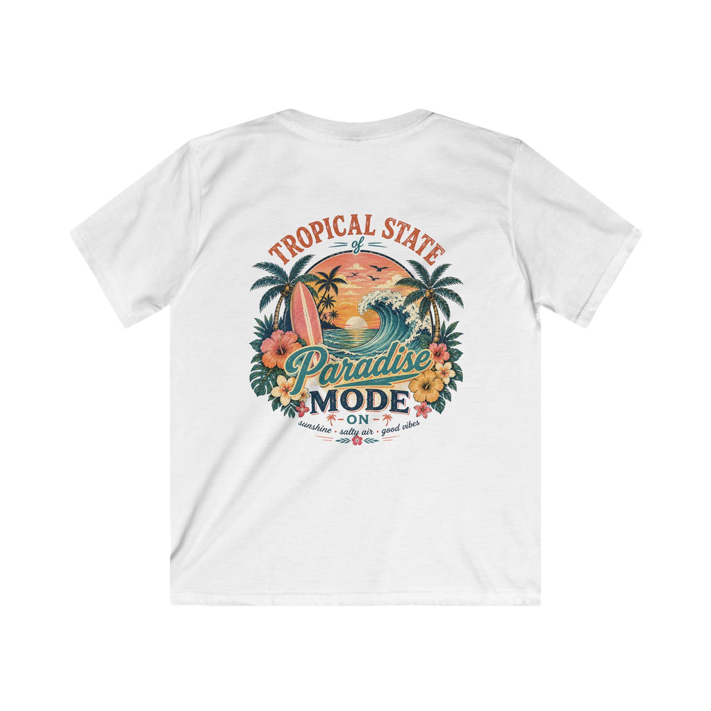 Kids Tropical Paradise Tee "Paradise Mode" Adventure Surf Graphic T-Shirt